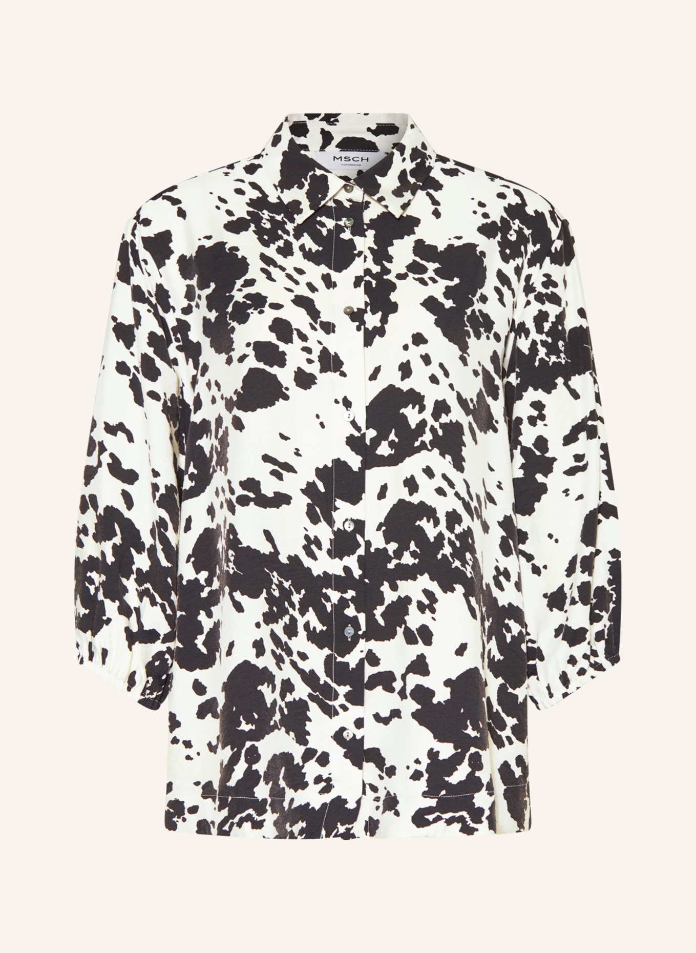 MSCH COPENHAGEN Shirt blouse MSCHKARALYNN with 3/4 sleeves, Color: BLACK/ WHITE (Image 1)