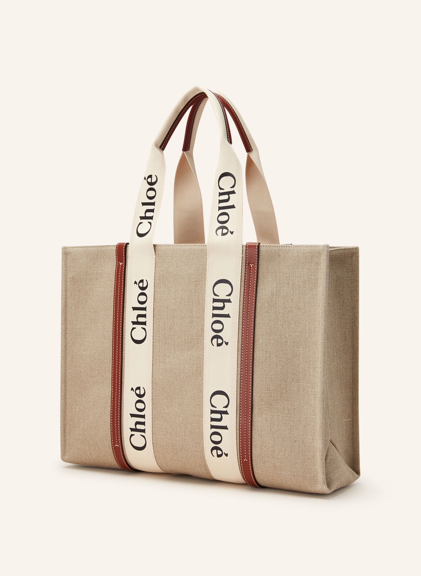 Chloé Shopper WOODY LARGE, Farbe: WHITE-BROWN (Bild 2)