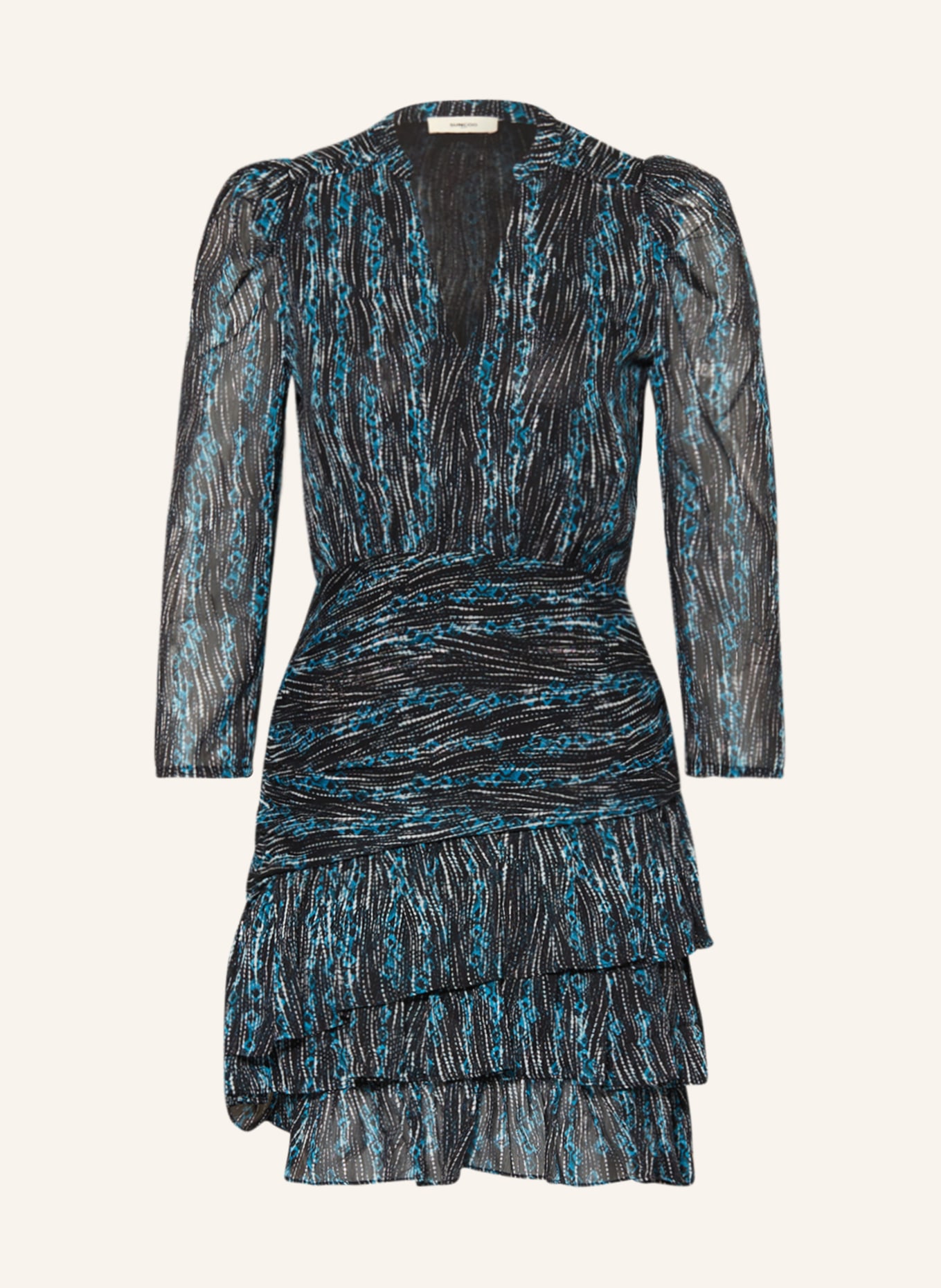 SUNCOO Kleid CALISTE mit 3/4-Arm und Glitzergarn, Farbe: NEONBLAU/ DUNKELBLAU/ WEISS (Bild 1)