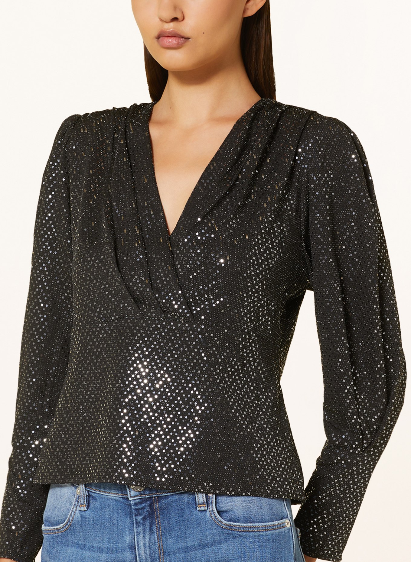 SUNCOO Shirt blouse LORENA with sequins, Color: BLACK (Image 4)