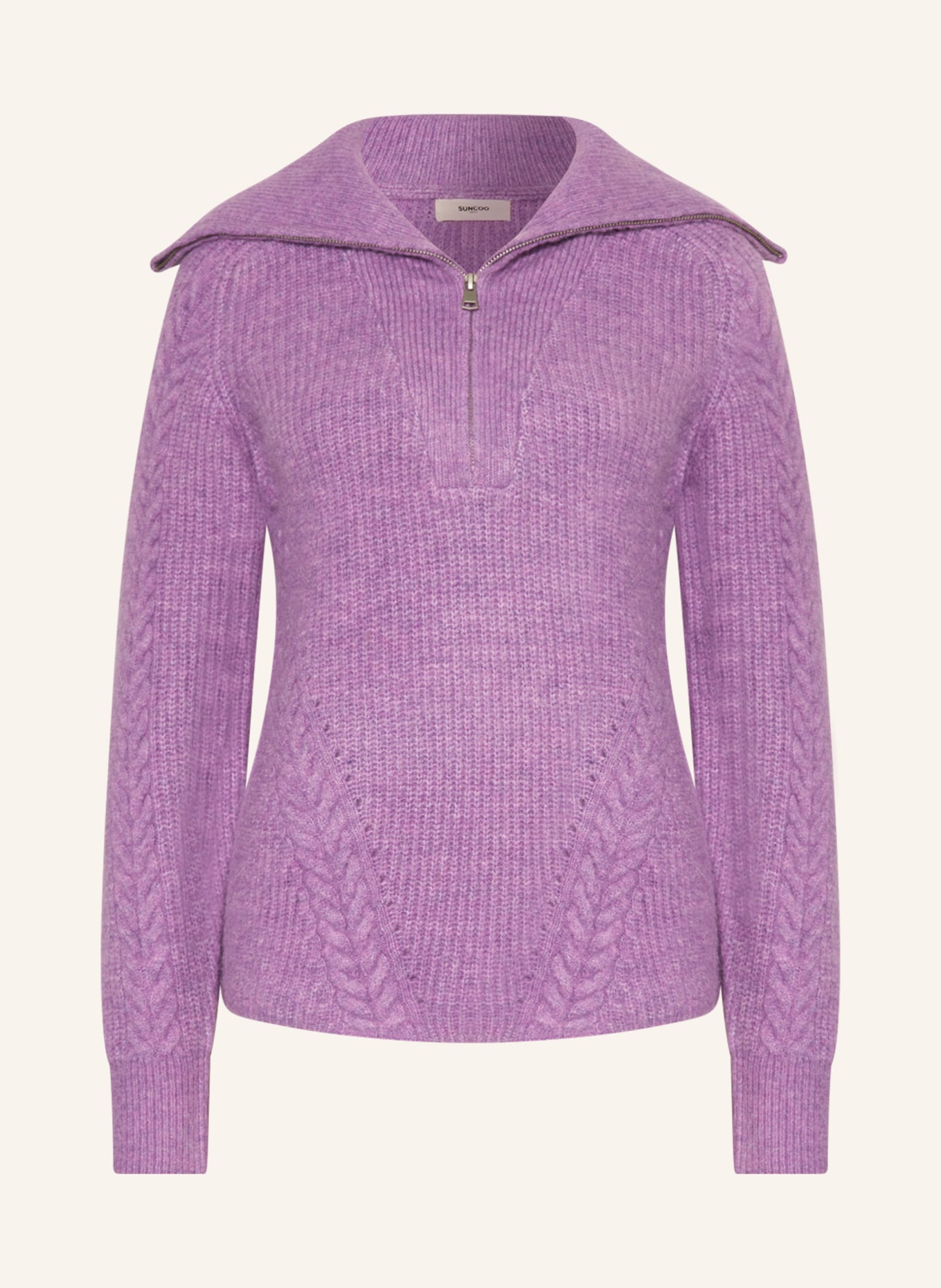 SUNCOO Half-zip sweater POLDERA, Color: LIGHT PURPLE (Image 1)