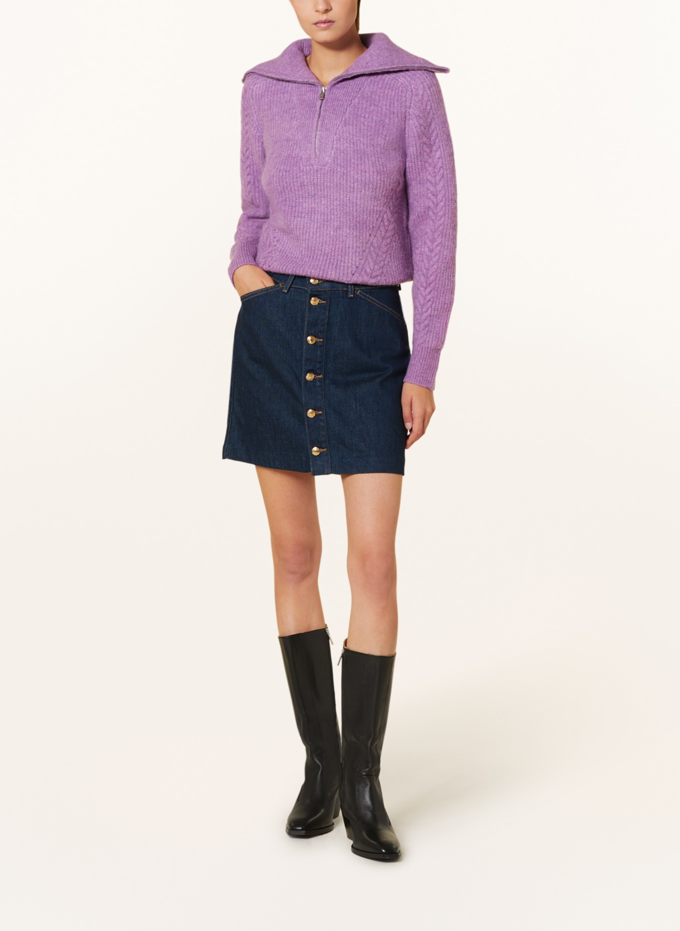 SUNCOO Half-zip sweater POLDERA, Color: LIGHT PURPLE (Image 2)