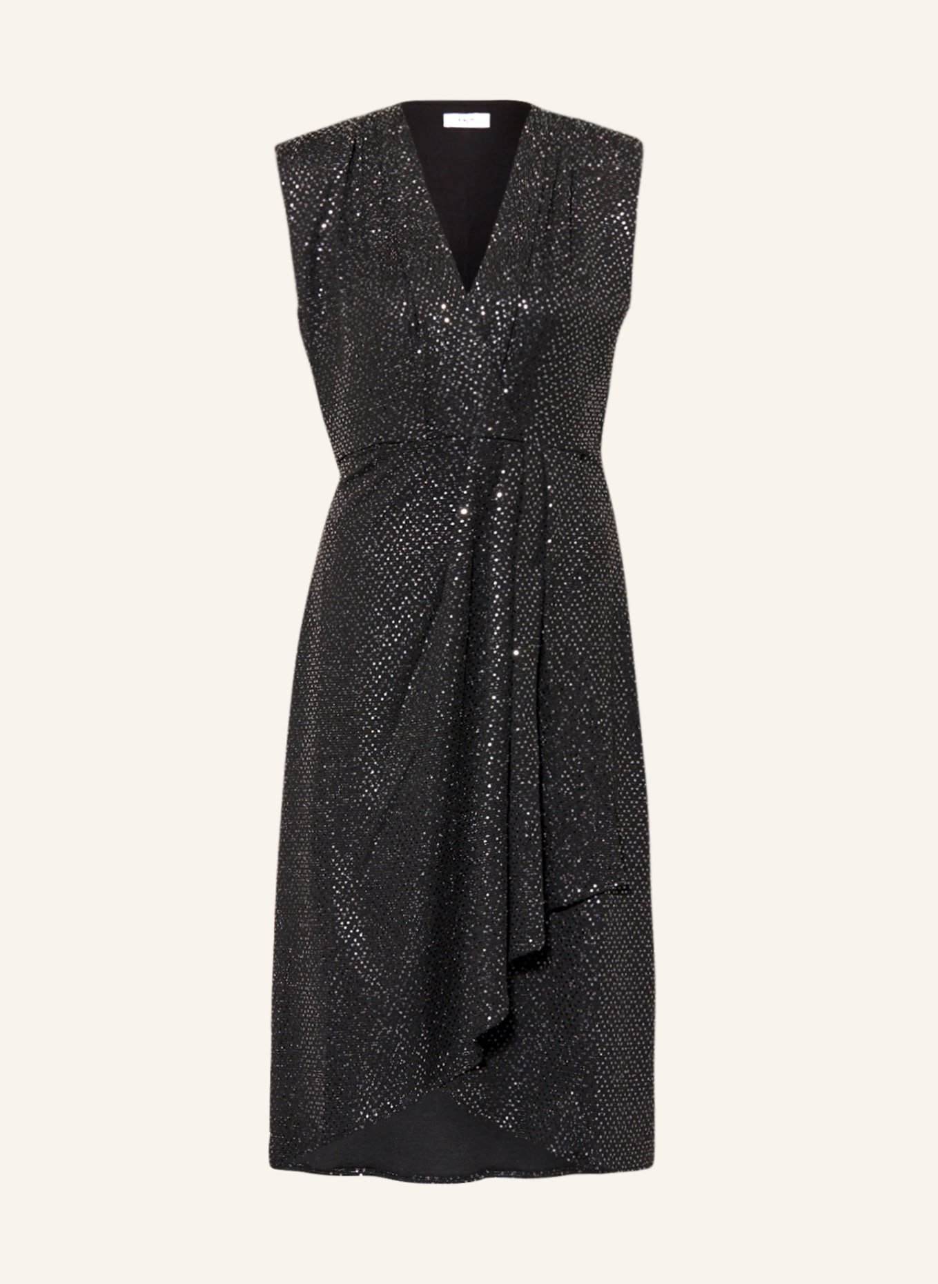SUNCOO Jersey dress COSIMA in wrap look with sequins, Color: BLACK/ SILVER (Image 1)
