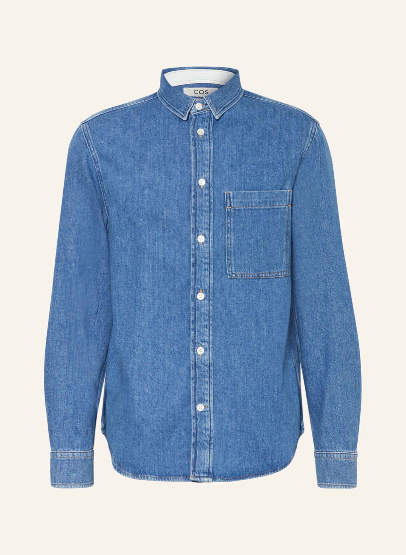 COS Koszula jeansowa regular fit, Kolor: 001 MEDIUM BLUE (Obrazek 1)