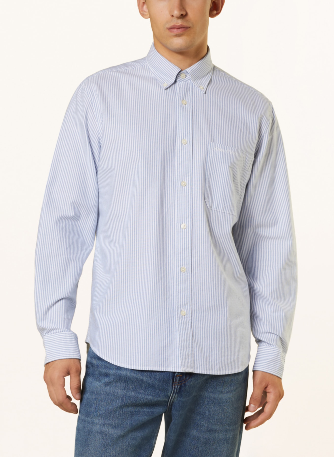 Marc O'Polo Shirt regular fit, Color: WHITE/ LIGHT BLUE (Image 4)