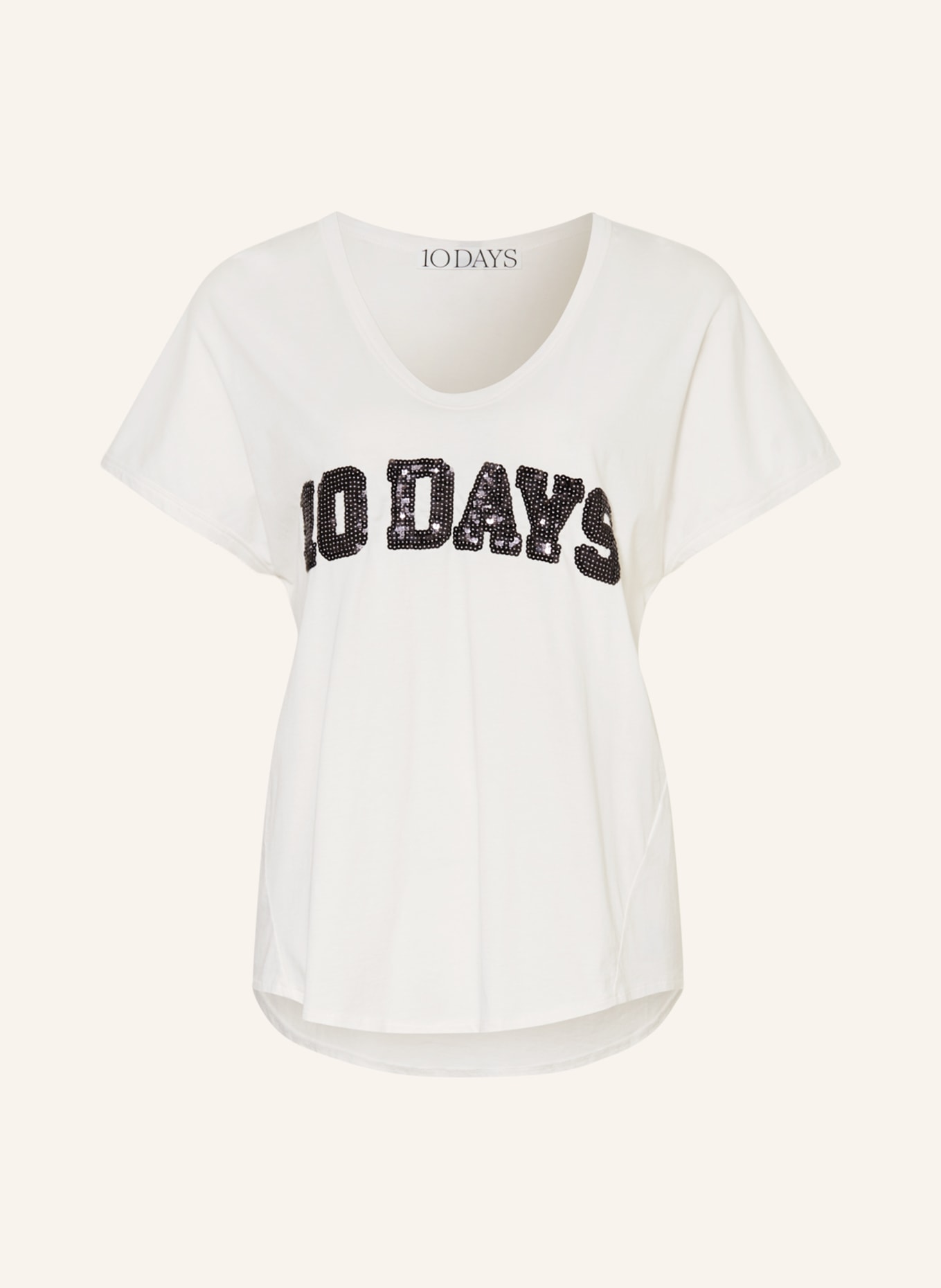 10DAYS T-shirt z cekinami, Kolor: ECRU (Obrazek 1)