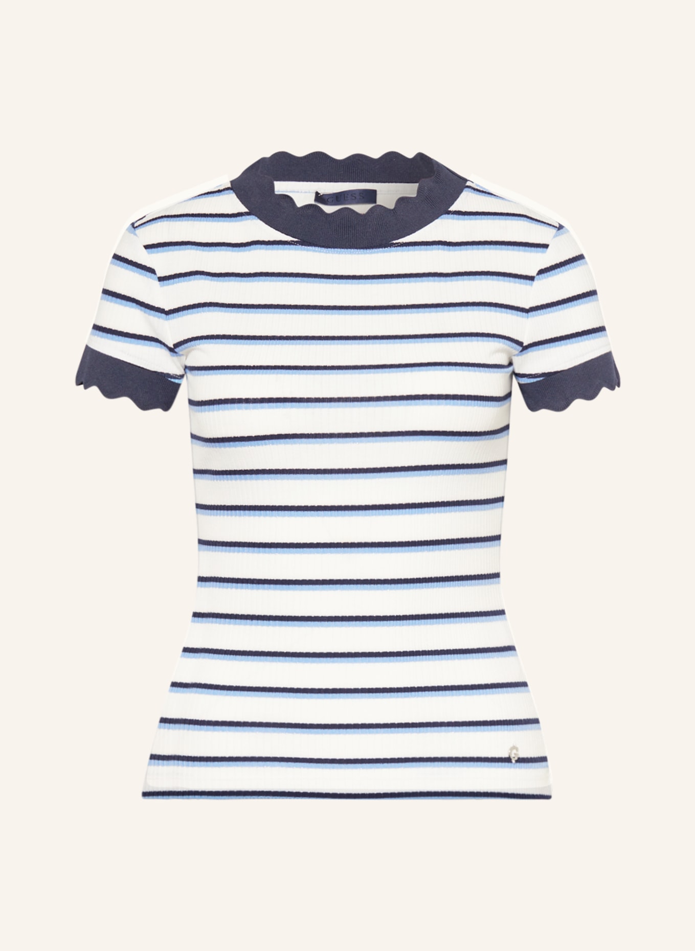 GUESS T shirt BENDETTA with glitter thread in white blue