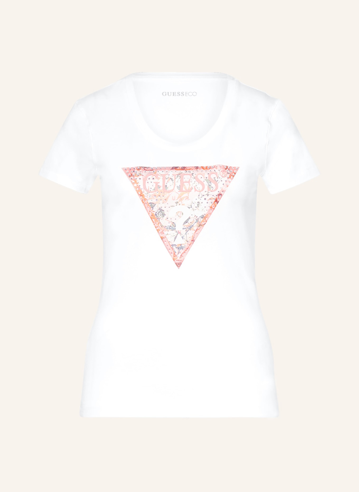 GUESS T-shirt with decorative gems, Color: WHITE (Image 1)