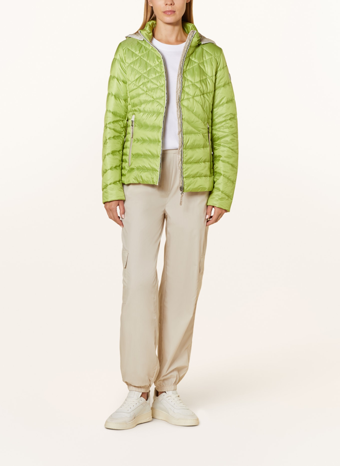 GIL BRET Quilted jacket with detachable hood, Color: LIGHT GREEN (Image 2)