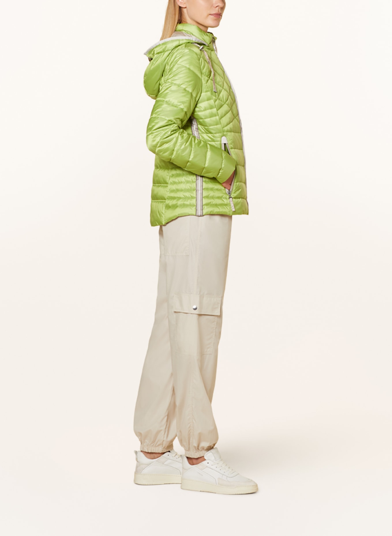 GIL BRET Prošívaná bunda s odnímatelnou kapucí, Barva: SVĚTLE ZELENÁ (Obrázek 4)
