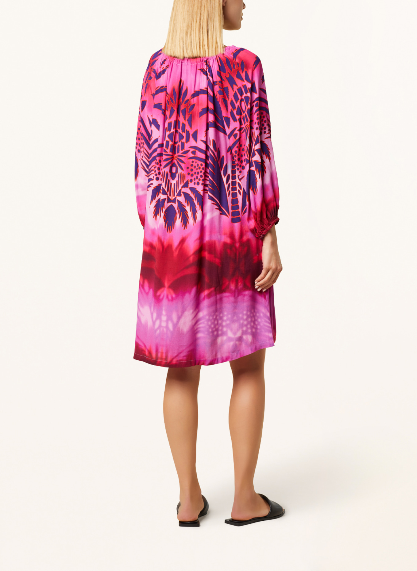 yippie hippie Dress with 3/4 sleeves, Color: PINK/ DARK PURPLE/ ORANGE (Image 3)