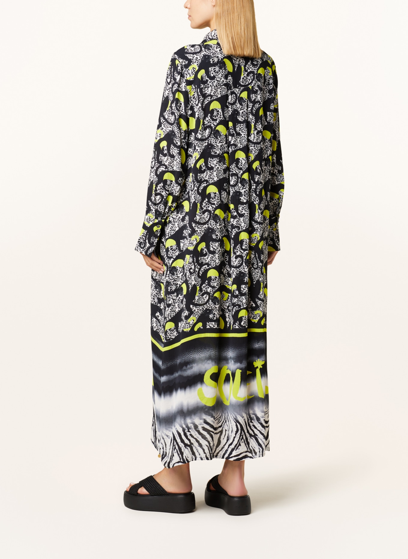 yippie hippie Shirt dress, Color: BLACK/ WHITE/ YELLOW (Image 3)
