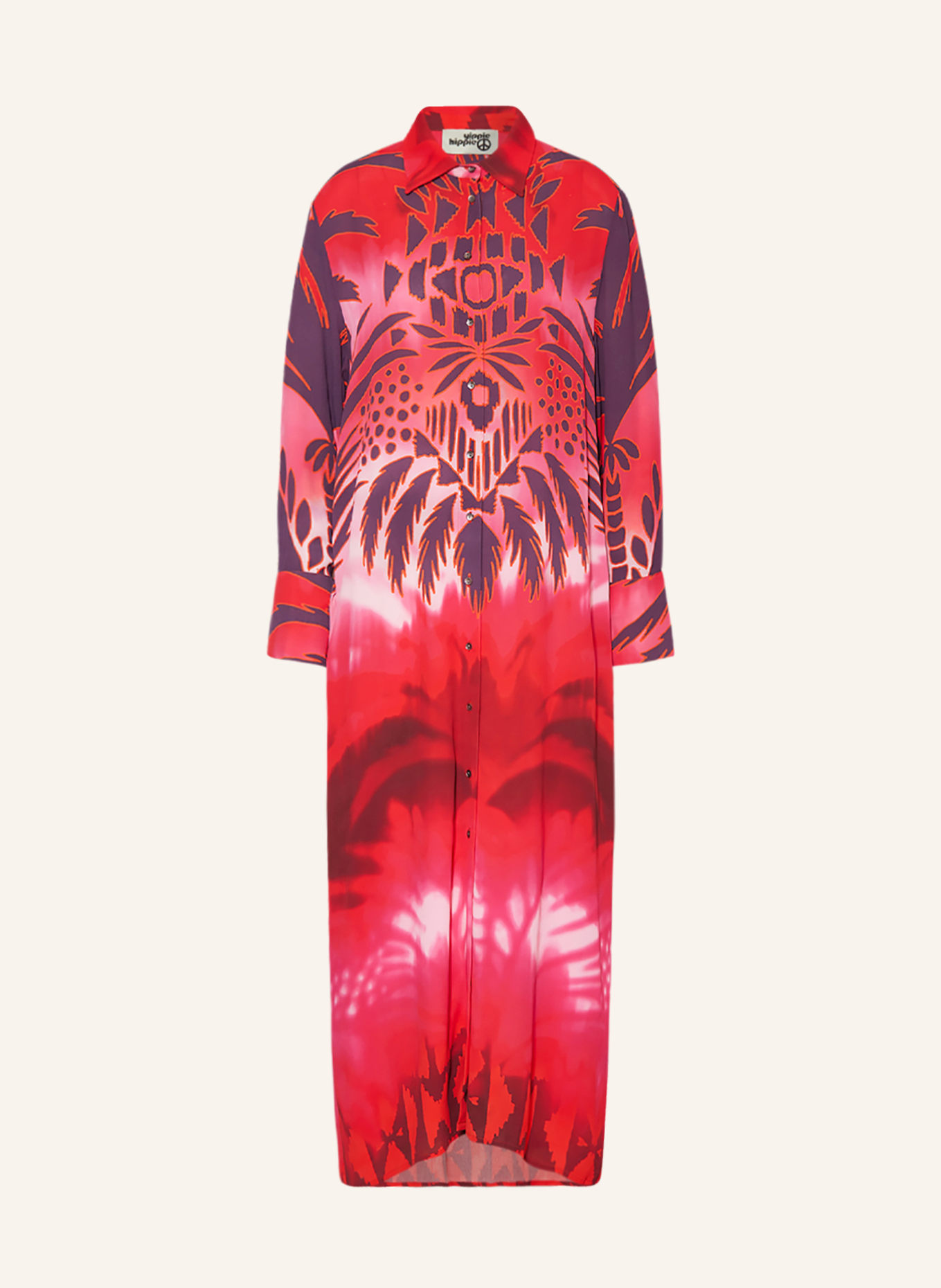 yippie hippie Hemdblusenkleid, Farbe: NEONROT/ DUNKELLILA/ ORANGE (Bild 1)