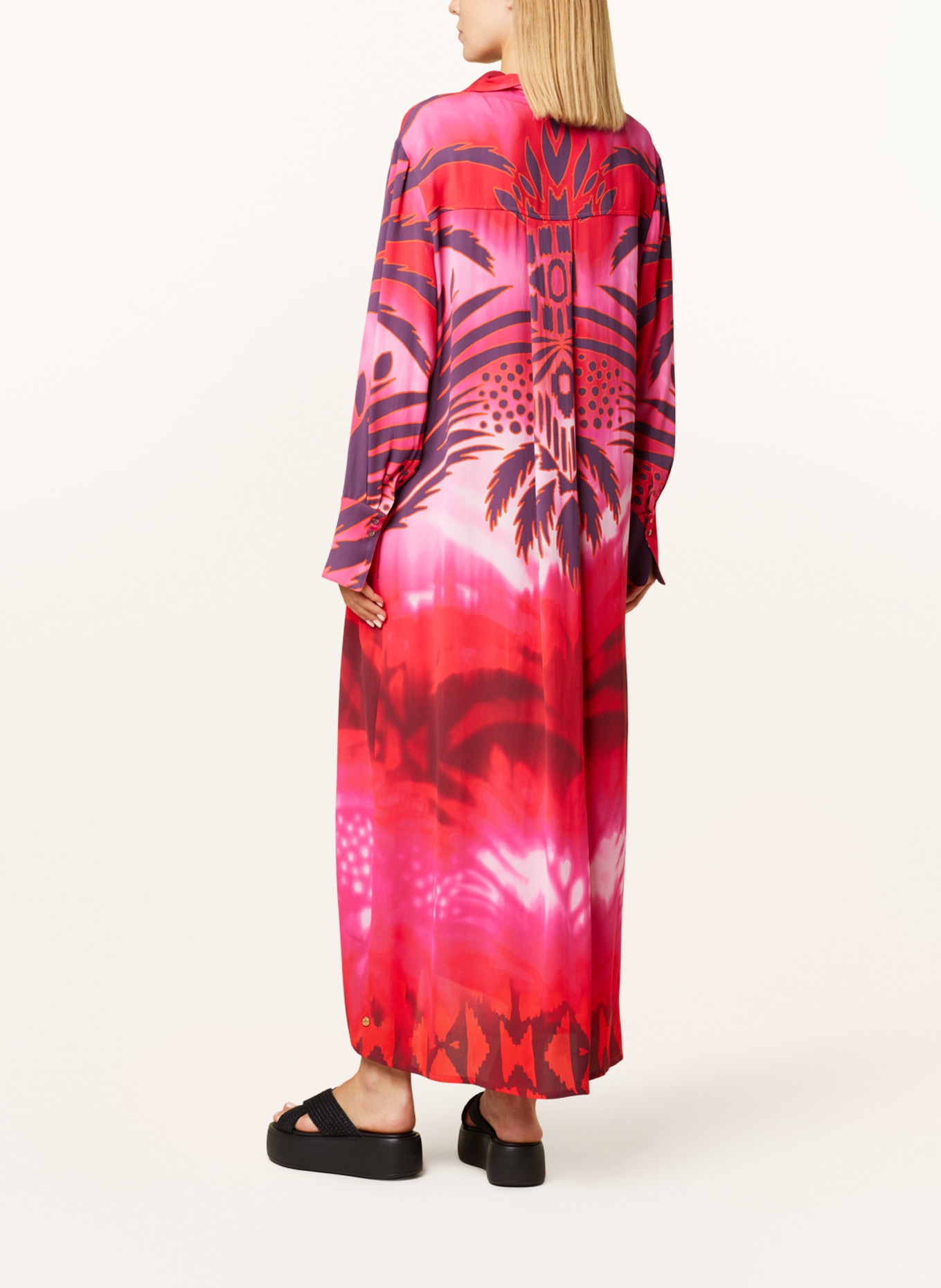yippie hippie Hemdblusenkleid, Farbe: NEONROT/ DUNKELLILA/ ORANGE (Bild 3)