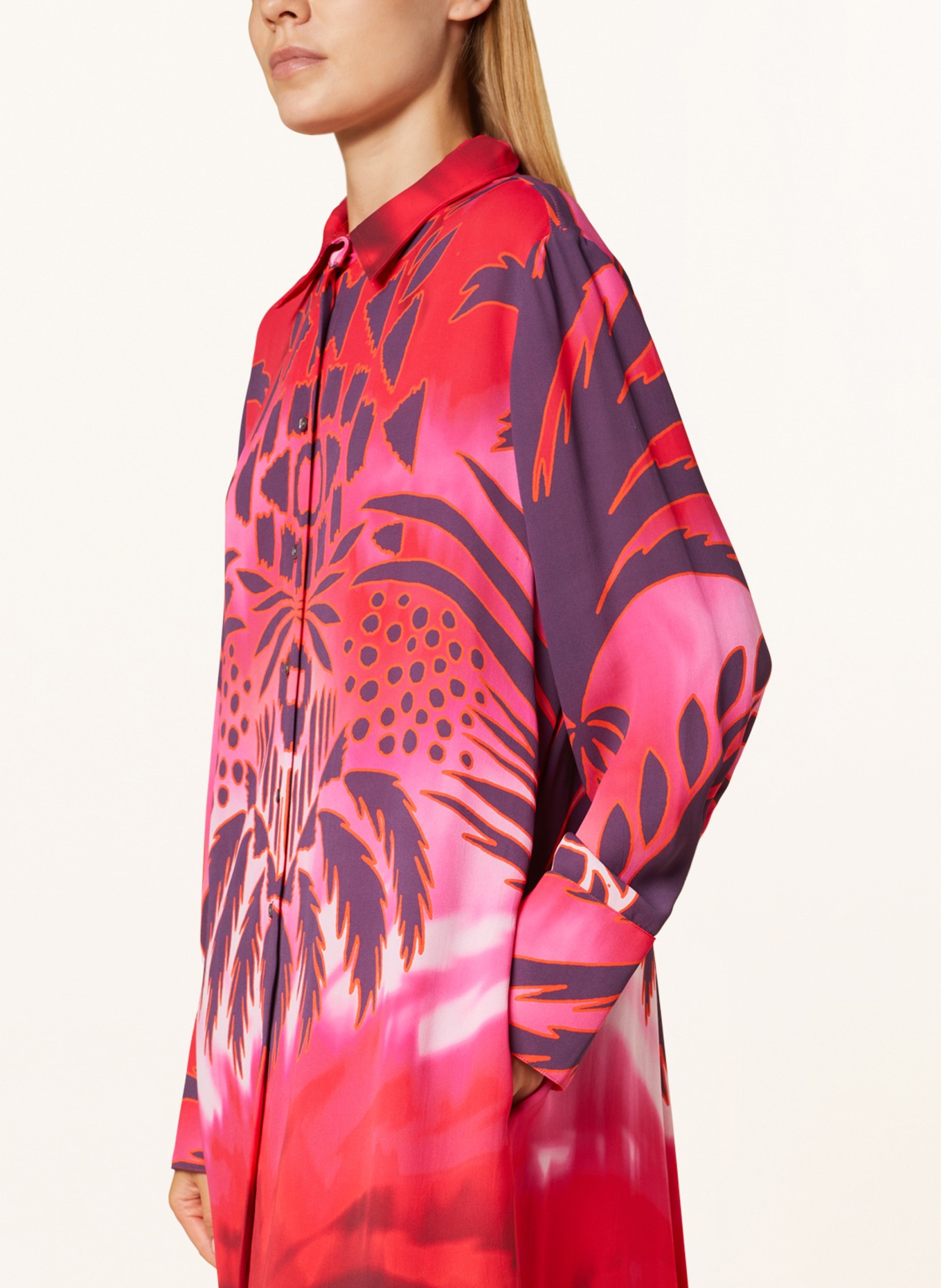yippie hippie Shirt dress, Color: NEON RED/ DARK PURPLE/ ORANGE (Image 4)