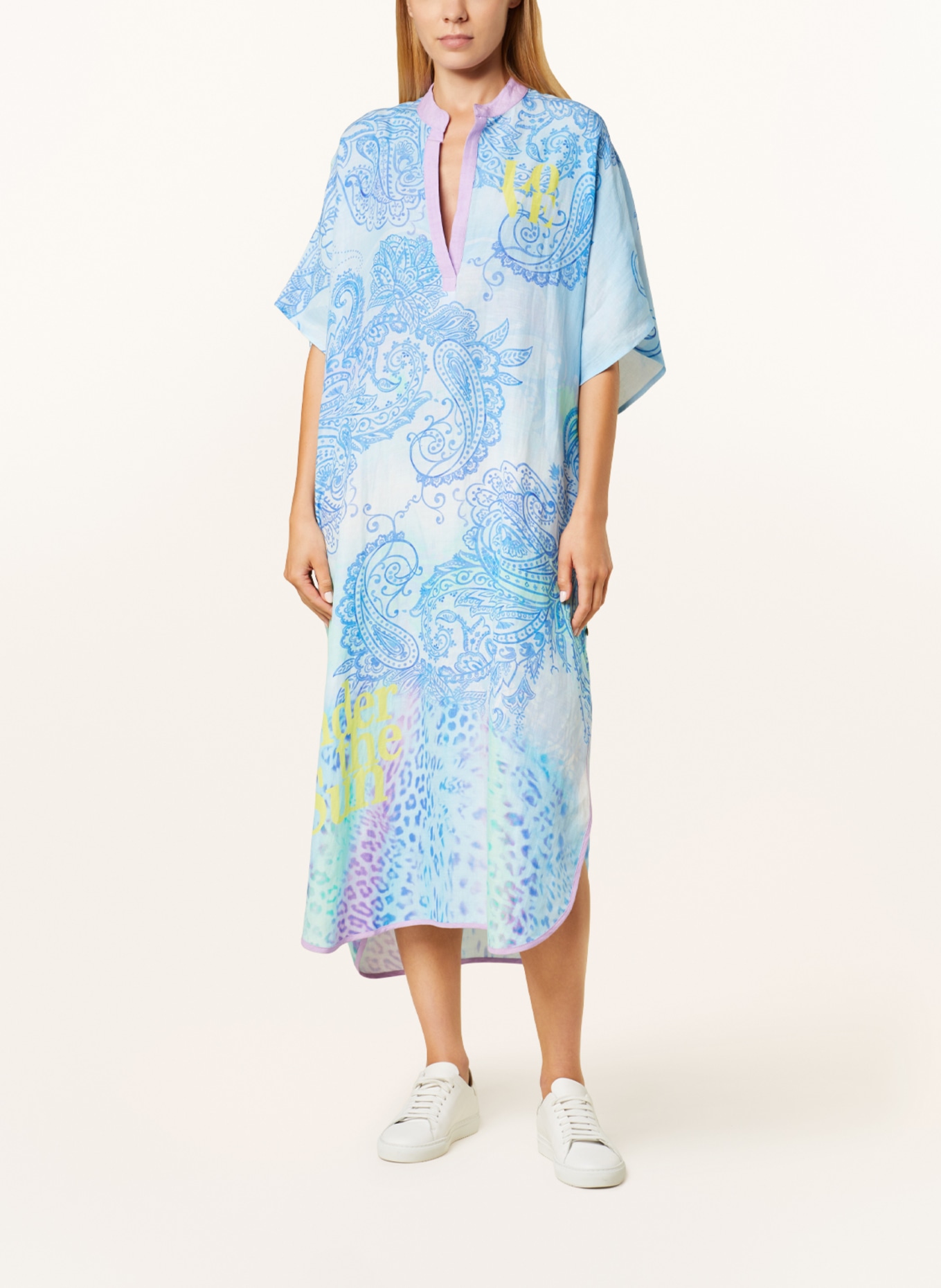 yippie hippie Kleid mit Leinen, Farbe: HELLBLAU/ BLAU/ GELB (Bild 2)