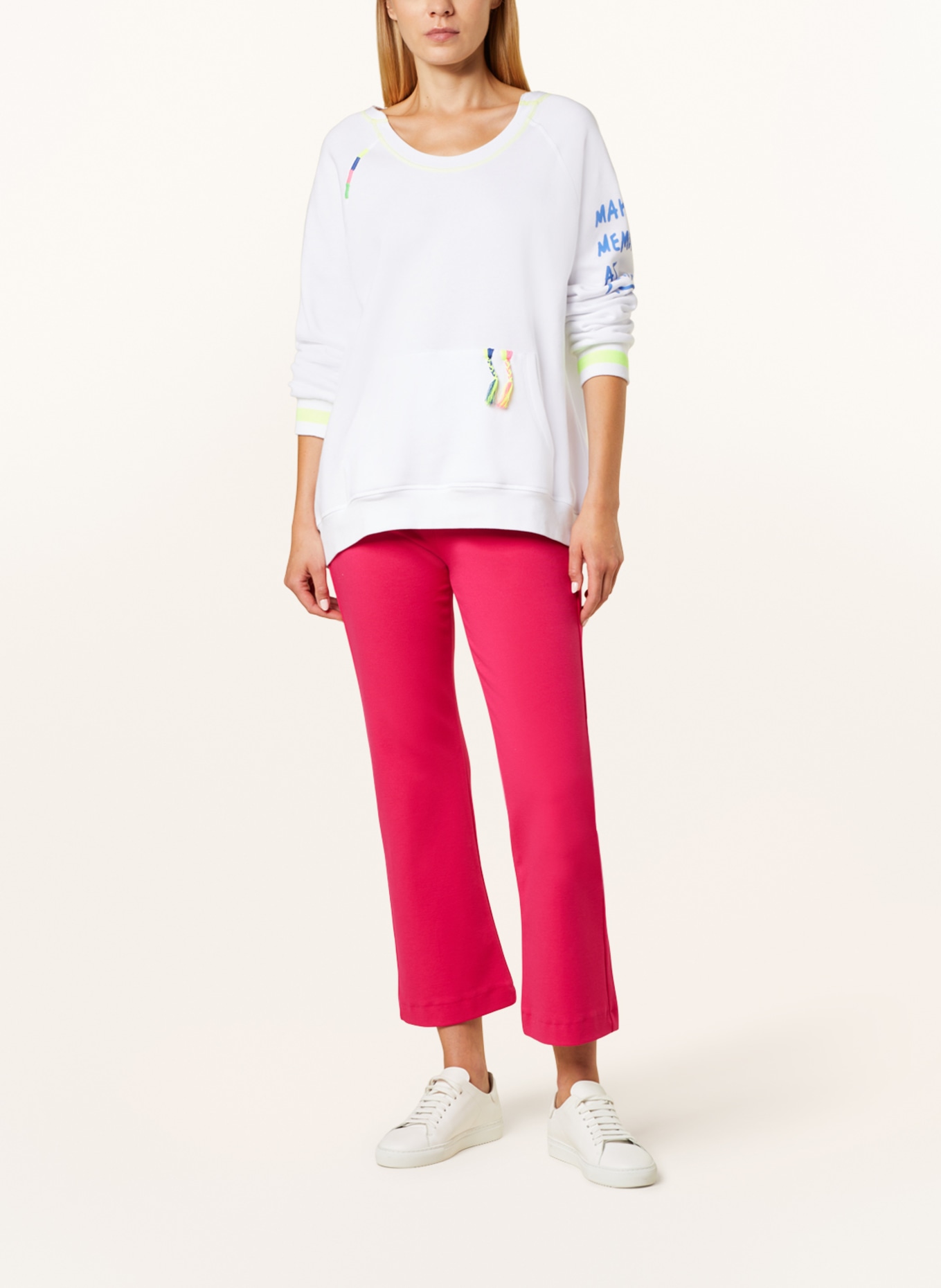 yippie hippie Sweatshirt, Color: WHITE/ NEON PINK/ NEON YELLOW (Image 2)