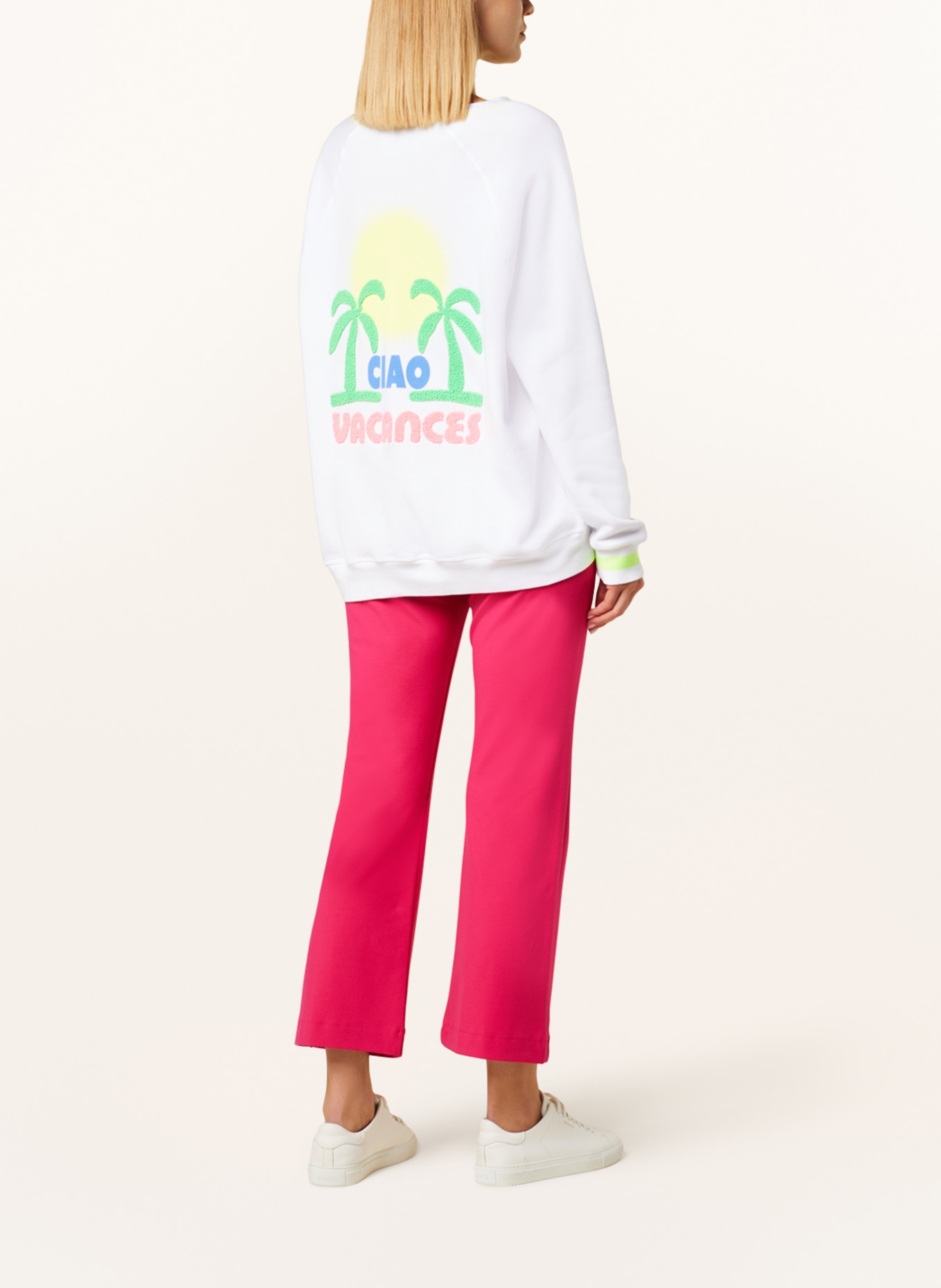 yippie hippie Sweatshirt, Color: WHITE/ NEON PINK/ NEON YELLOW (Image 3)