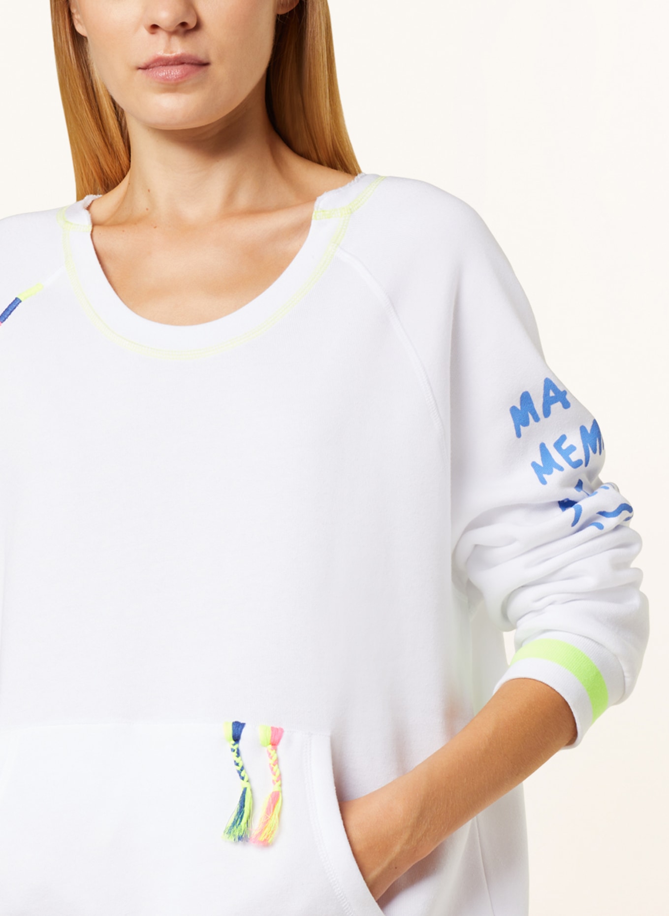 yippie hippie Sweatshirt, Color: WHITE/ NEON PINK/ NEON YELLOW (Image 4)