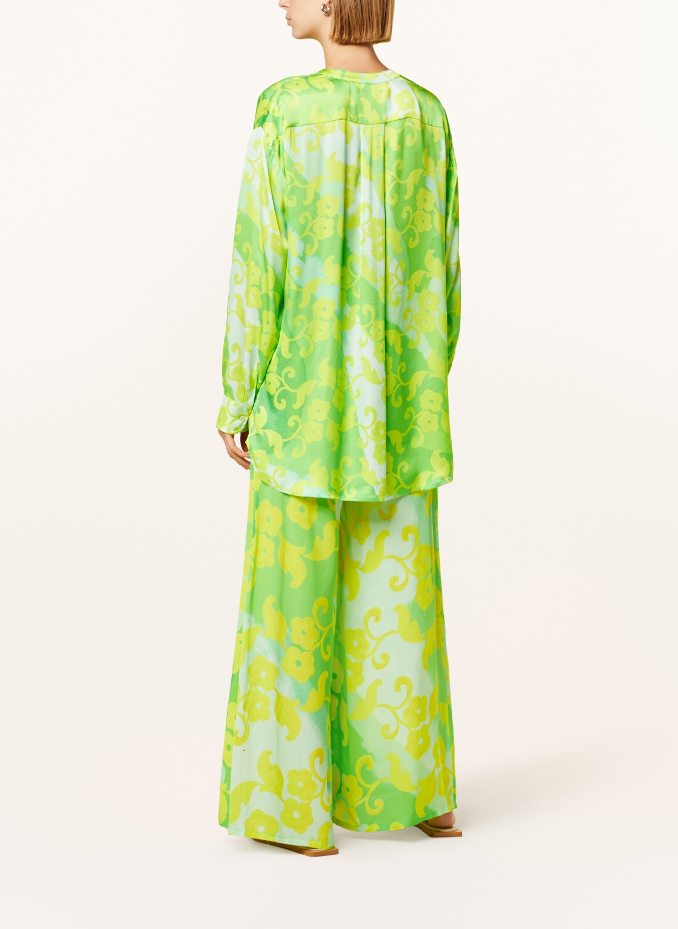 yippie hippie Wide leg trousers, Color: LIGHT GREEN/ YELLOW (Image 3)