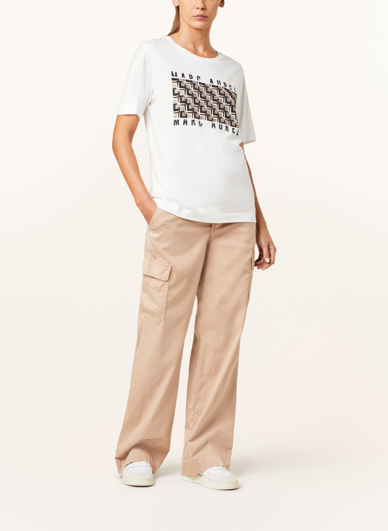 MARC AUREL T-Shirt mit Schmucksteinen, Farbe: WEISS (Bild 2)