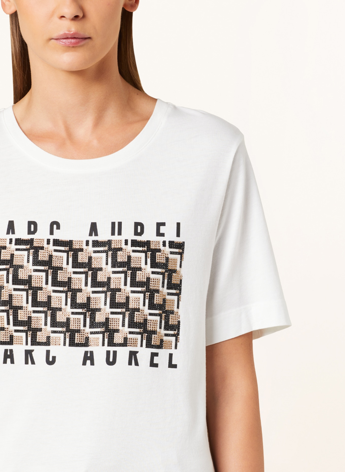 MARC AUREL T-shirt with decorative gems, Color: WHITE (Image 4)