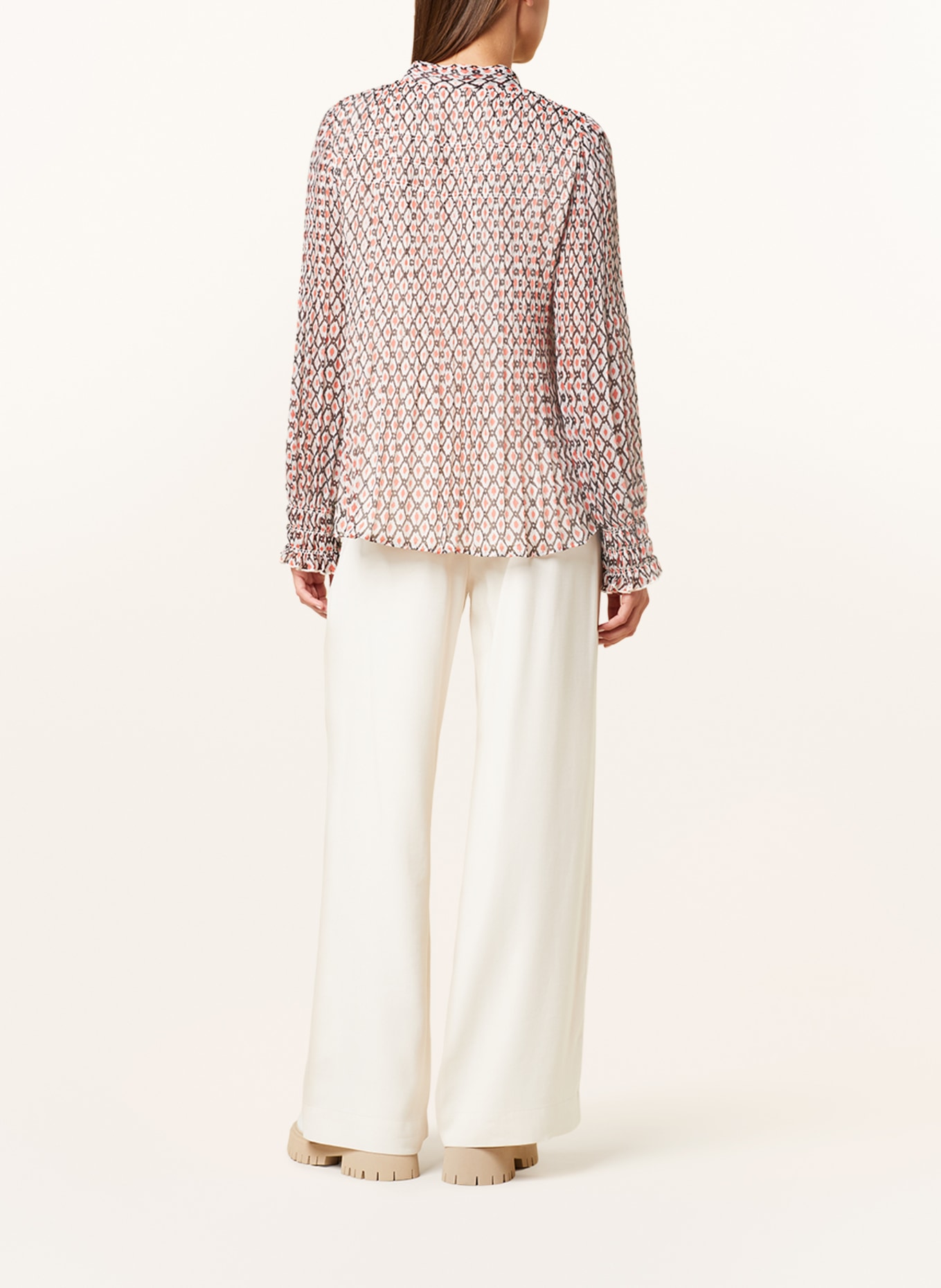 MARC AUREL Shirt blouse, Color: WHITE/ BLACK/ SALMON (Image 3)