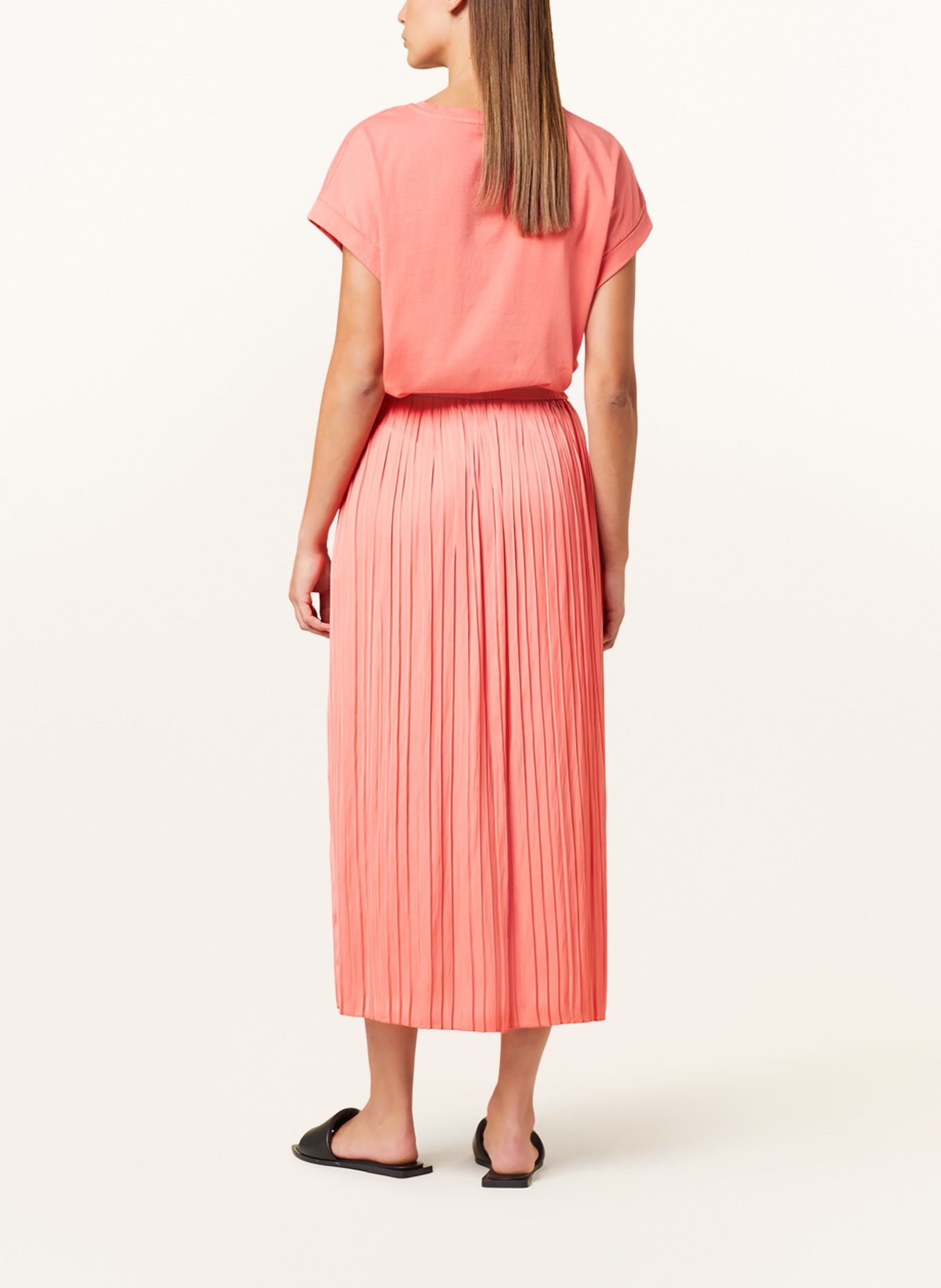 MARC AUREL Pleated skirt made of satin, Color: SALMON (Image 3)