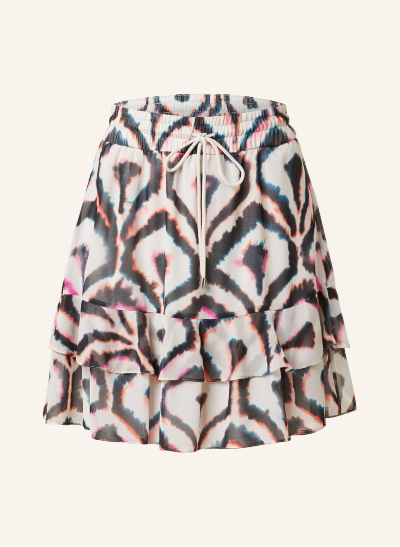 MARC AUREL Skirt with frills, Color: BLACK/ CREAM (Image 1)