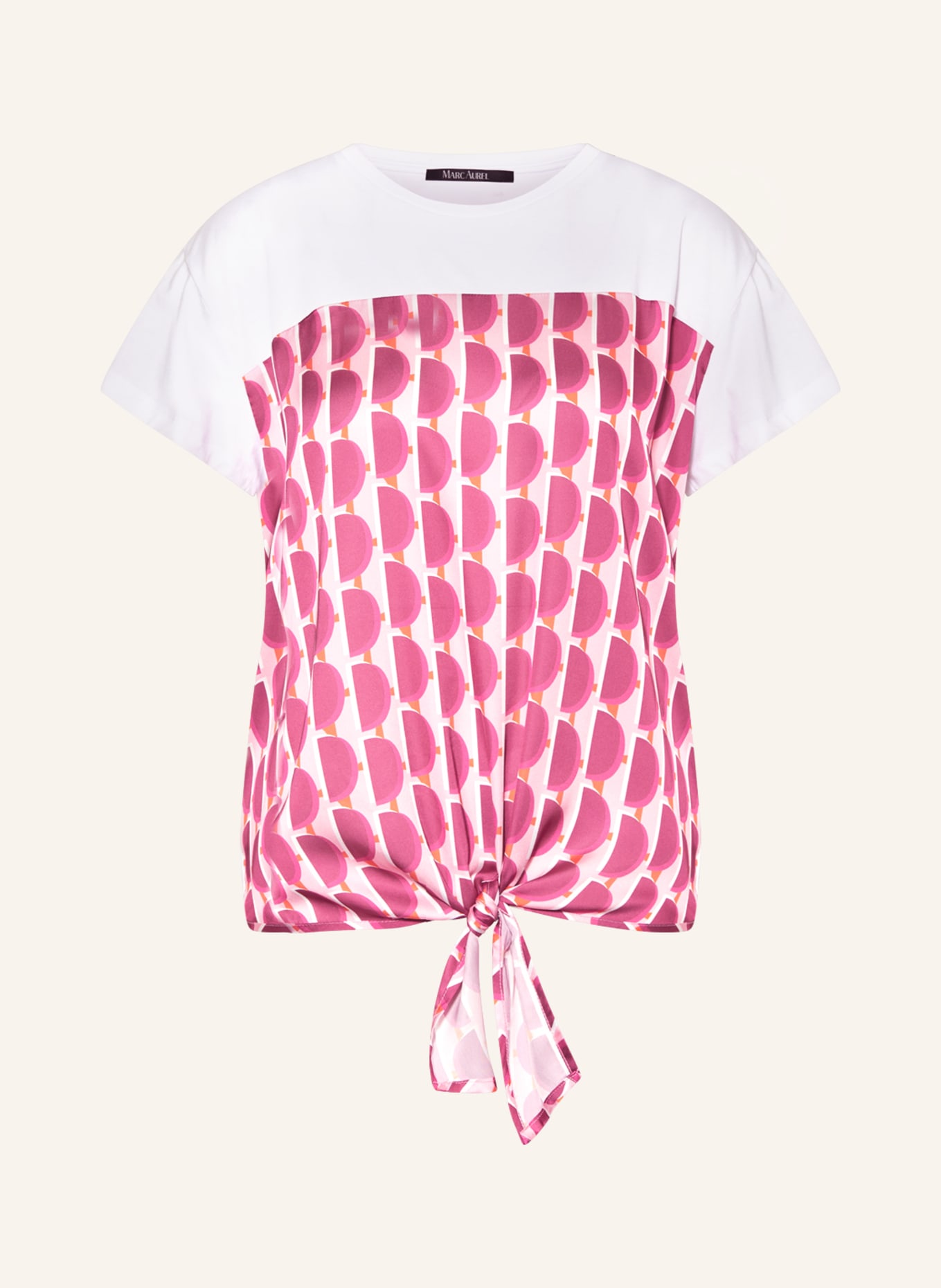 MARC AUREL T-Shirt im Materialmix, Farbe: WEISS/ PINK/ FUCHSIA (Bild 1)