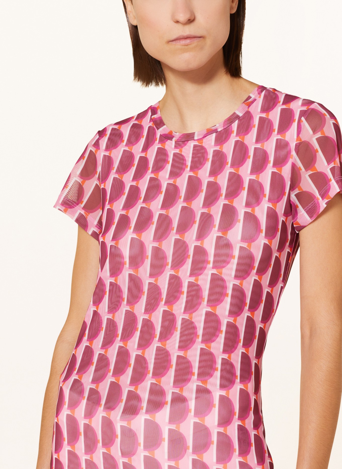 MARC AUREL T-Shirt mit Mesh, Farbe: ROSA/ FUCHSIA/ ORANGE (Bild 4)