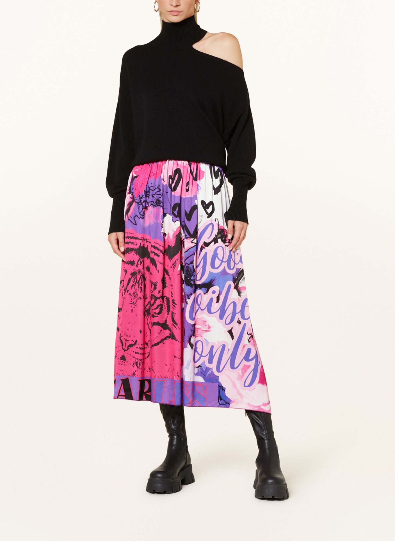 miss goodlife Satin skirt, Color: PURPLE/ PINK/ BLACK (Image 2)