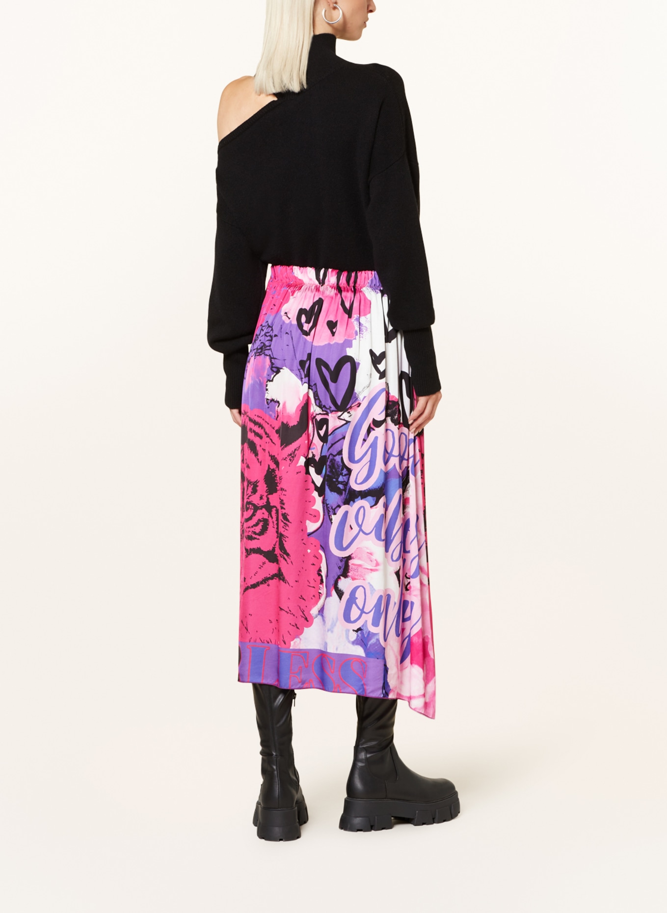 miss goodlife Satin skirt, Color: PURPLE/ PINK/ BLACK (Image 3)