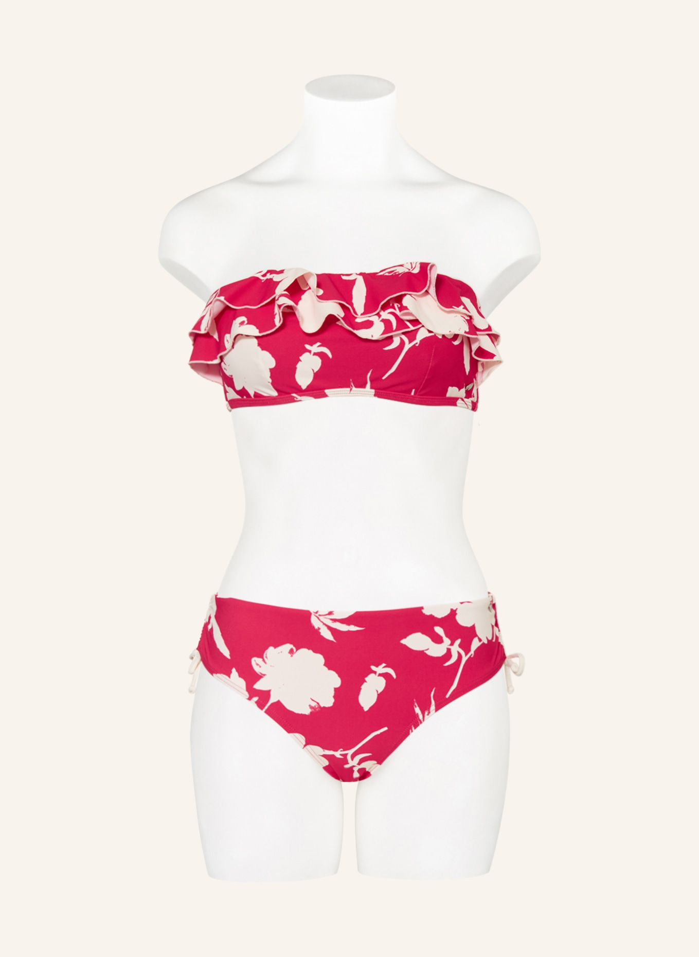 SHORT STORIES Underwired bikini top, Color: NEON RED/ WHITE (Image 4)