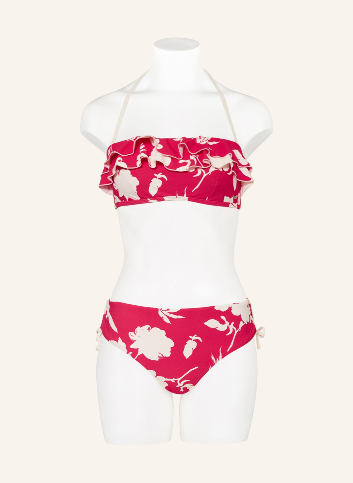 SHORT STORIES Basic bikini bottoms, Color: NEON RED/ WHITE (Image 2)