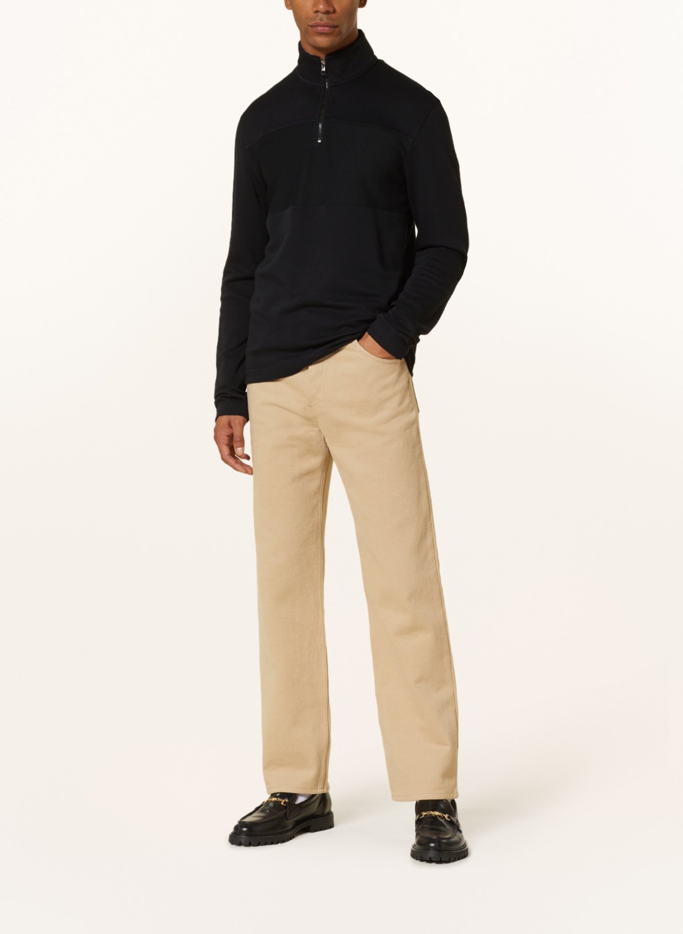 TED BAKER Half-zip sweater in sweatshirt fabric GAZINE, Color: BLACK (Image 2)