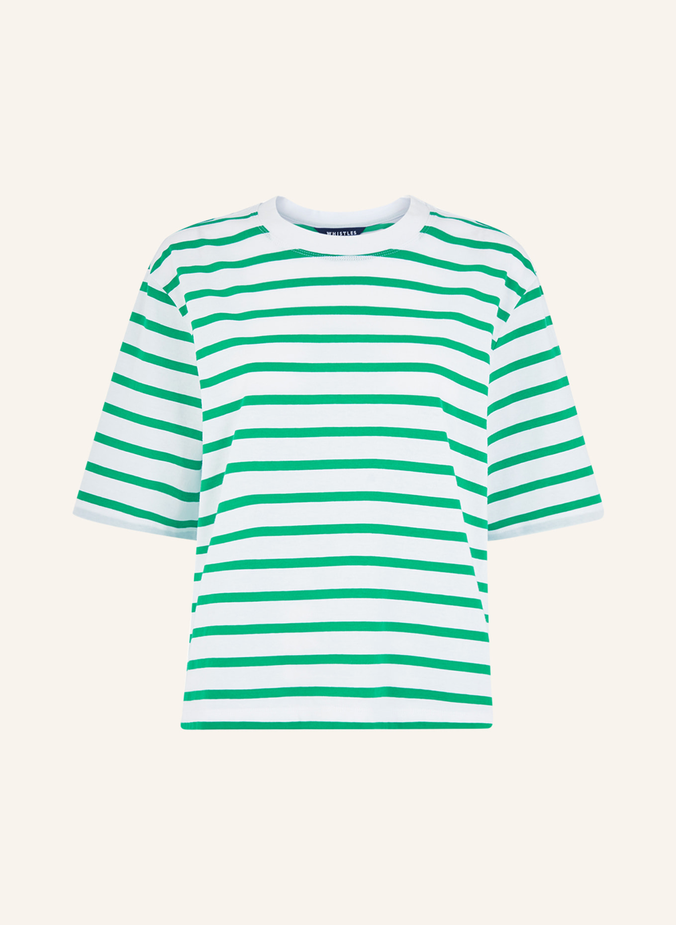 WHISTLES T-shirt, Color: GREEN/ WHITE (Image 1)