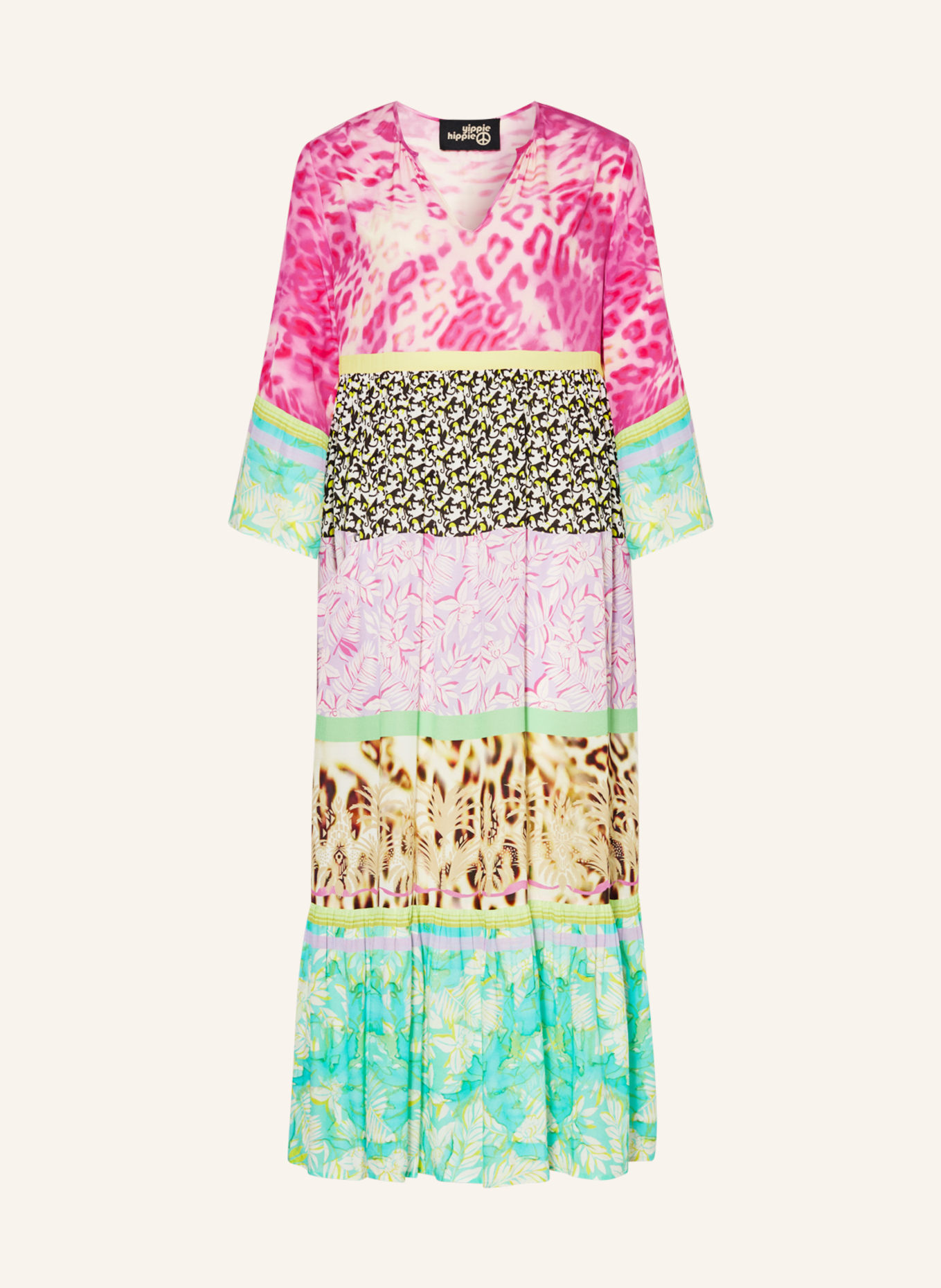 yippie hippie Beach dress, Color: PINK/ LIGHT PURPLE/ BLACK (Image 1)