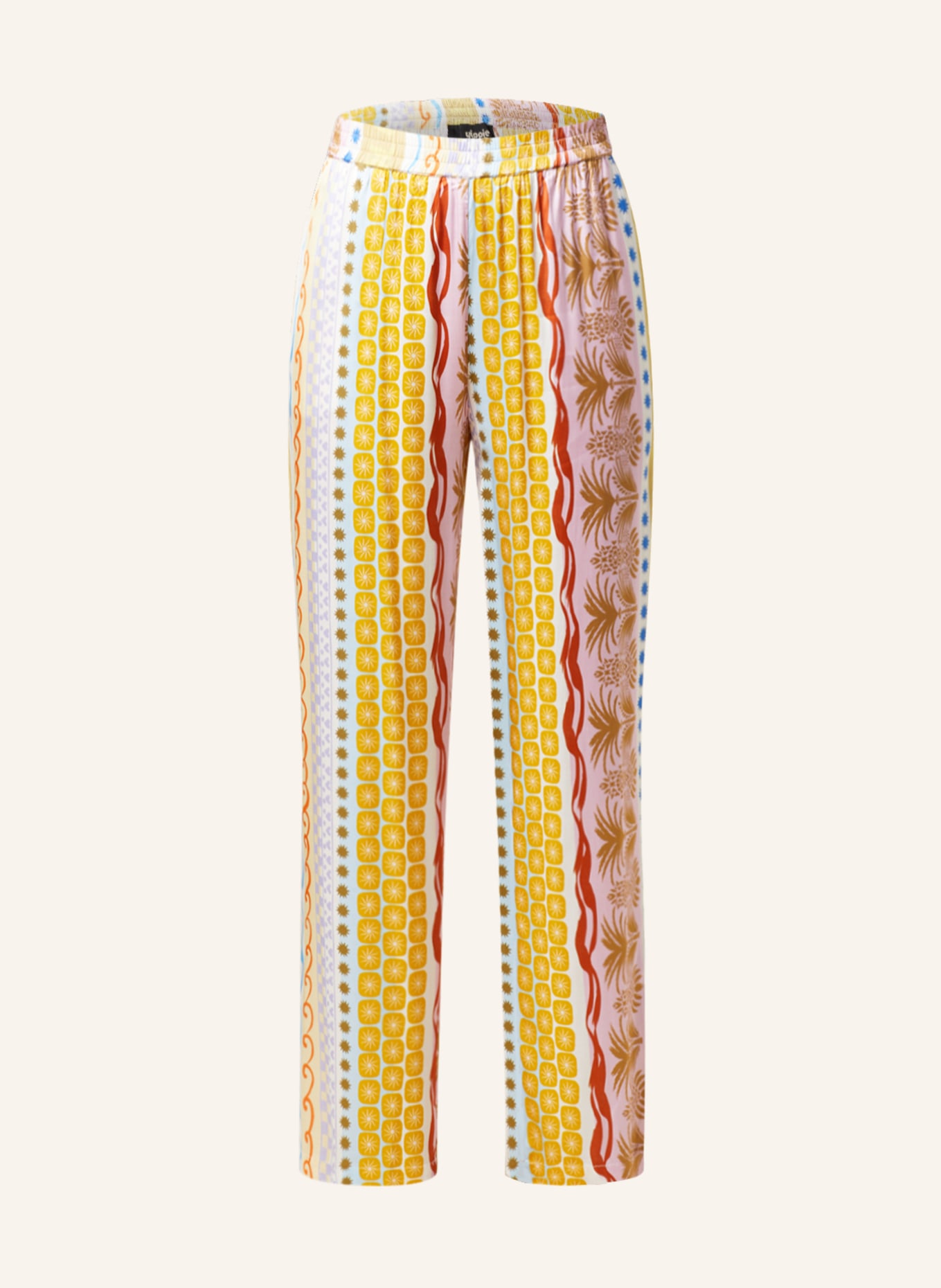 yippie hippie Spodnie satynowe, Kolor: RÓŻOWY/ CIEMNOŻÓŁTY/ BIAŁY (Obrazek 1)