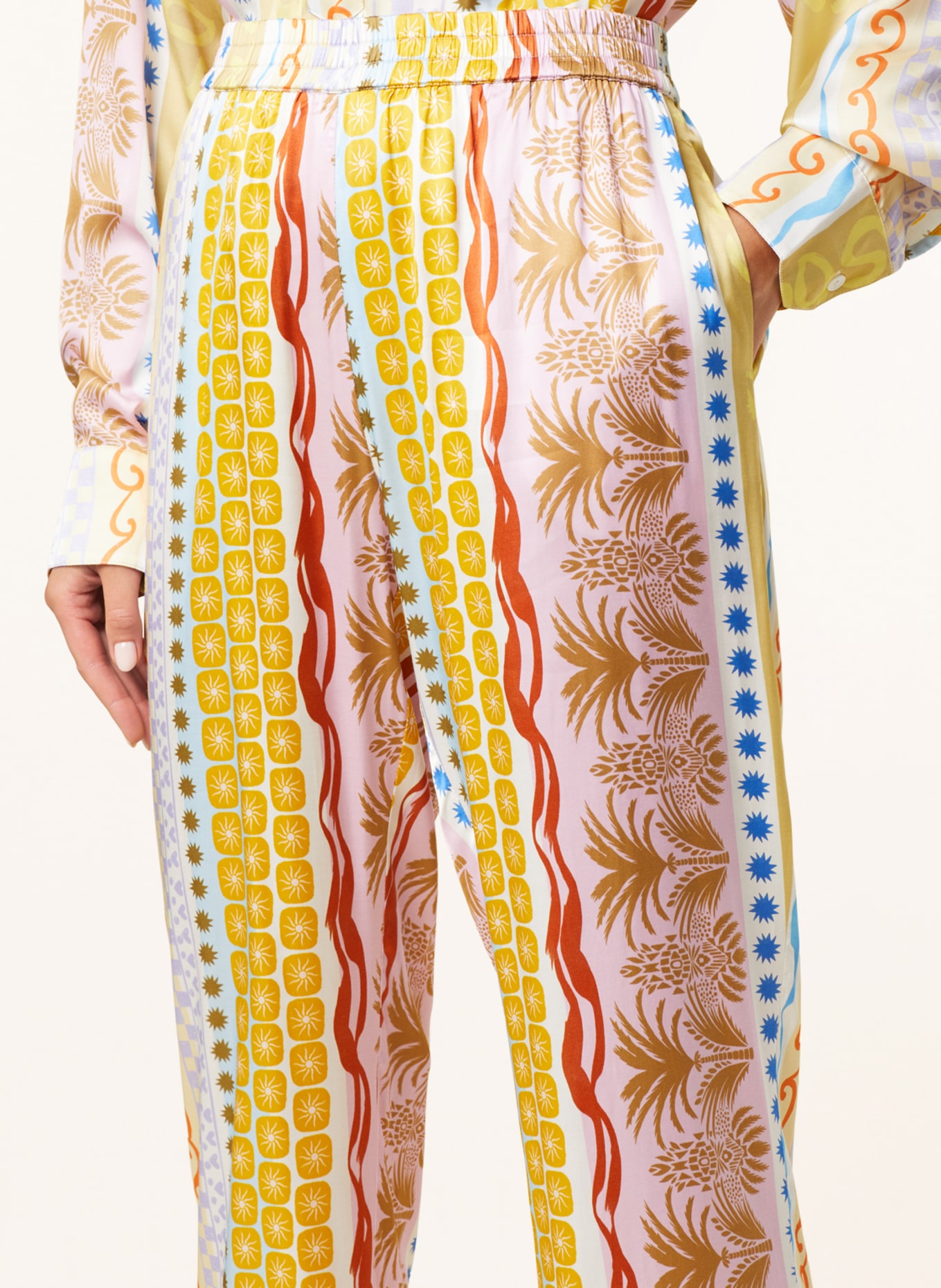 yippie hippie Spodnie satynowe, Kolor: RÓŻOWY/ CIEMNOŻÓŁTY/ BIAŁY (Obrazek 5)