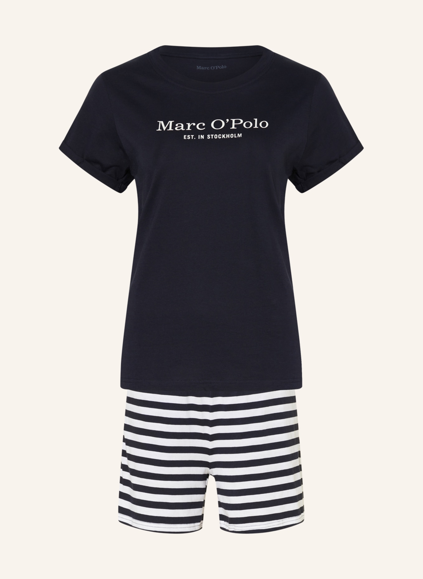 Marc O'Polo Shorty-Schlafanzug, Farbe: DUNKELBLAU/ WEISS (Bild 1)