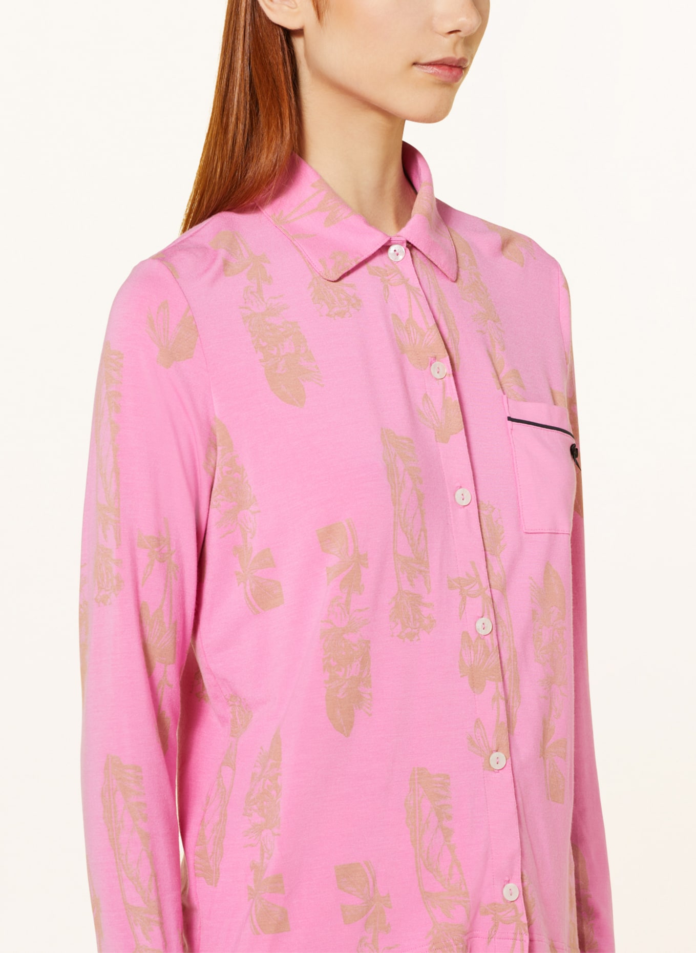 SHORT STORIES Pajama shirt, Color: PINK/ CAMEL (Image 4)