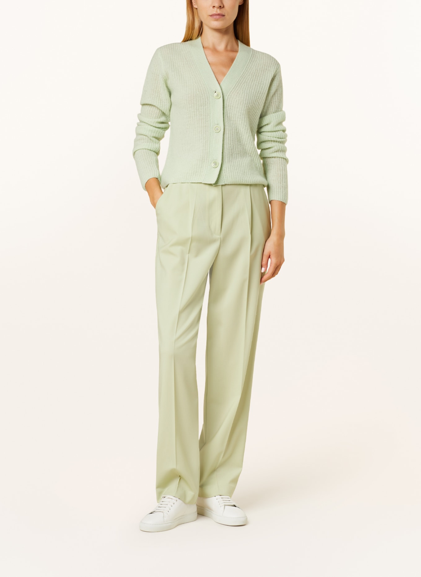 FFC Cropped cardigan with cashmere, Color: LIGHT GREEN (Image 2)