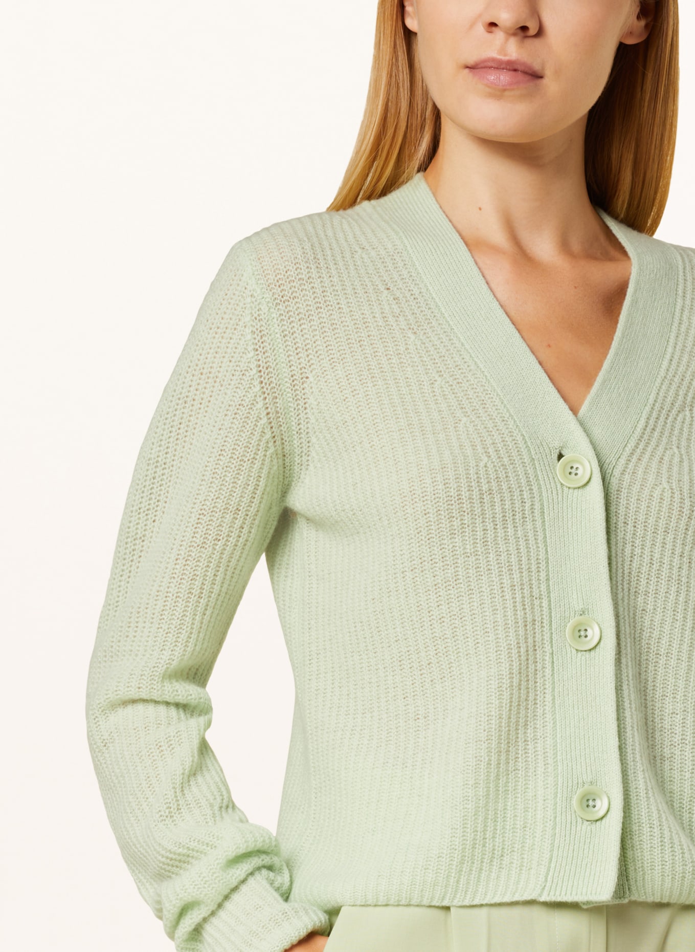FFC Cropped cardigan with cashmere, Color: LIGHT GREEN (Image 4)