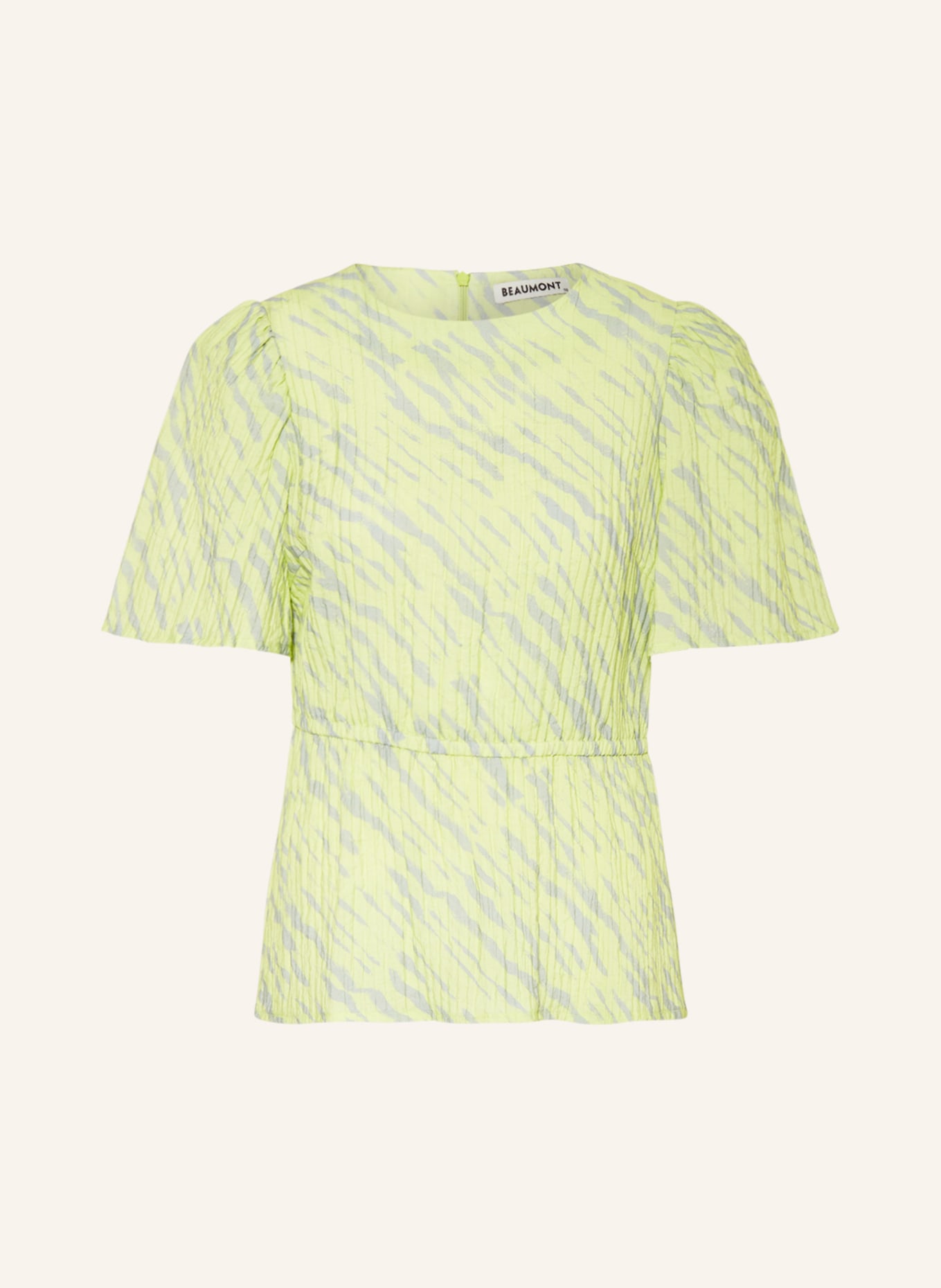 BEAUMONT Shirt blouse ISLA with cut-out, Color: LIGHT GREEN/ BLUE GRAY (Image 1)