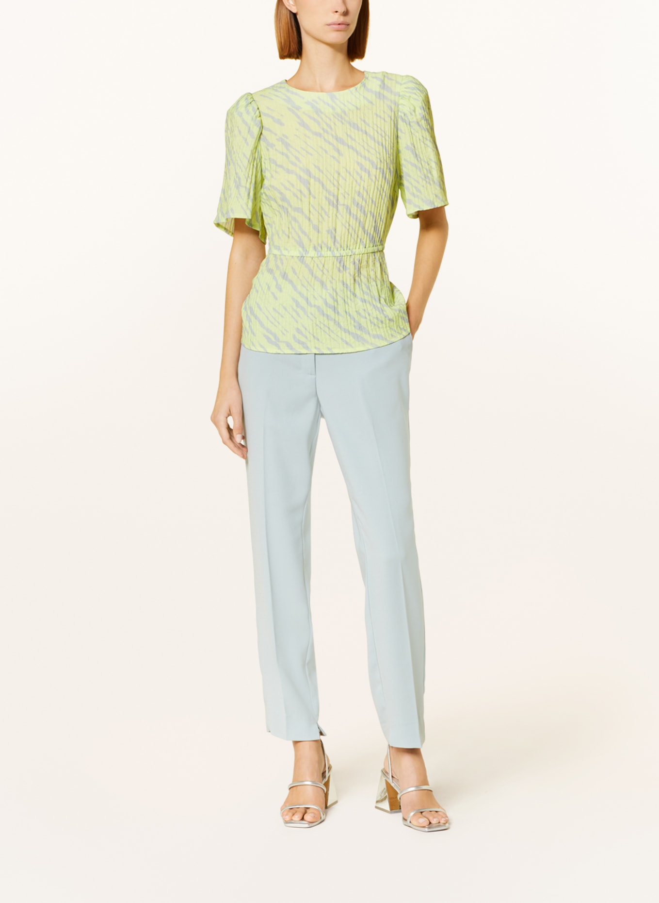 BEAUMONT Shirt blouse ISLA with cut-out, Color: LIGHT GREEN/ BLUE GRAY (Image 2)