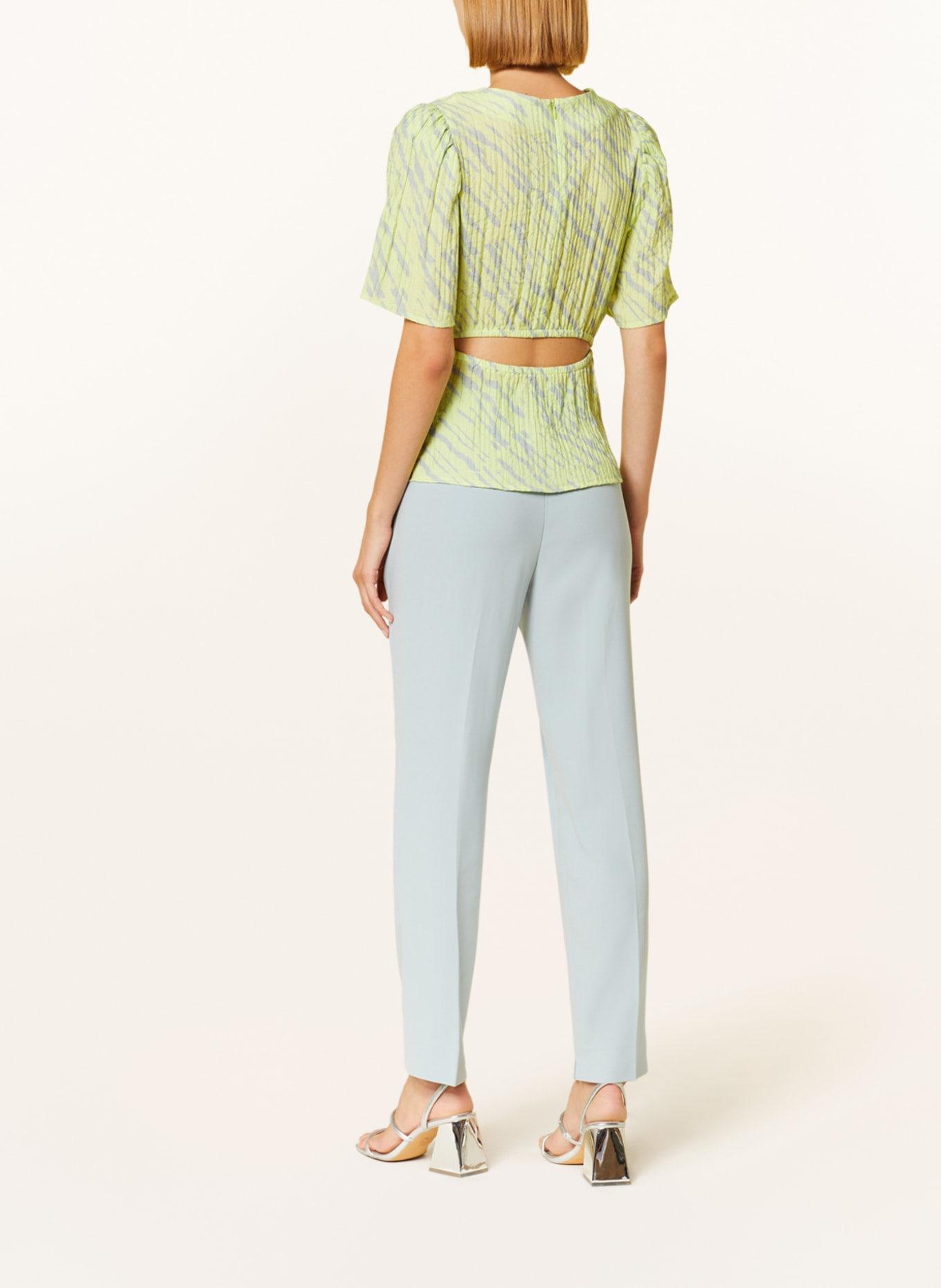 BEAUMONT Shirt blouse ISLA with cut-out, Color: LIGHT GREEN/ BLUE GRAY (Image 3)