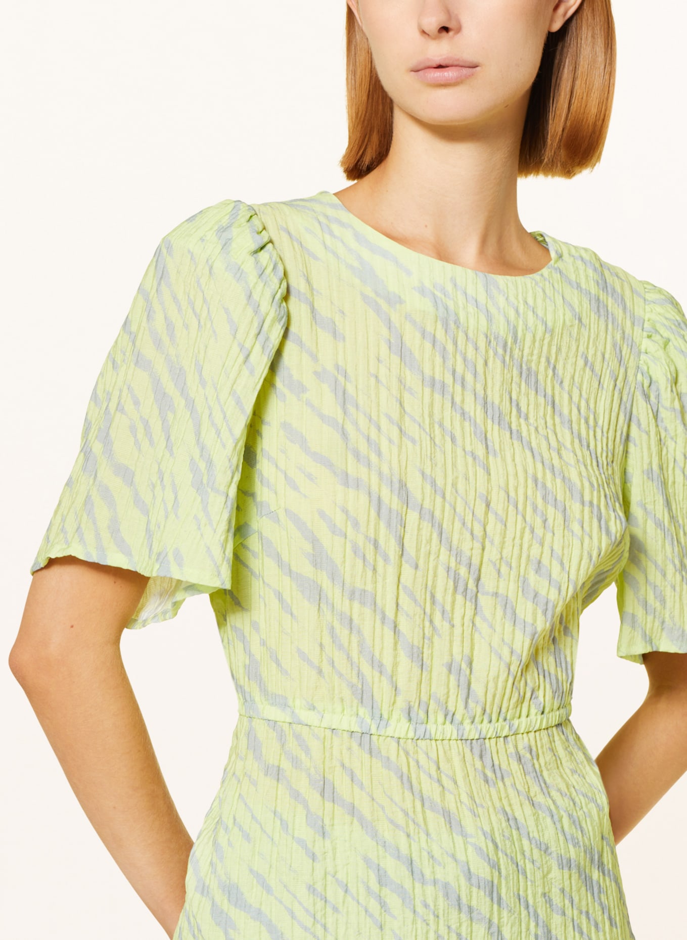 BEAUMONT Shirt blouse ISLA with cut-out, Color: LIGHT GREEN/ BLUE GRAY (Image 4)
