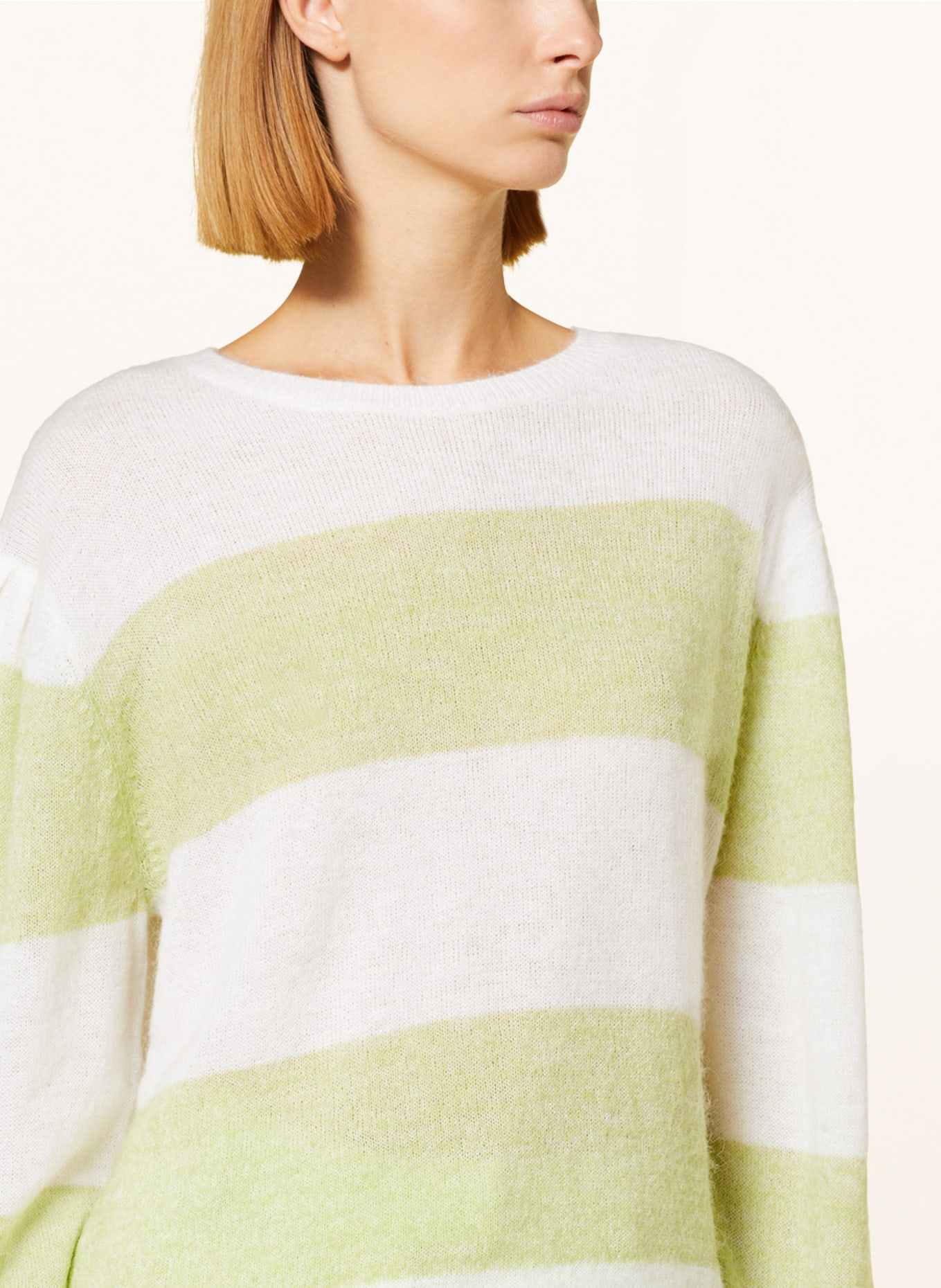BEAUMONT Sweater, Color: ECRU/ LIGHT GREEN (Image 4)