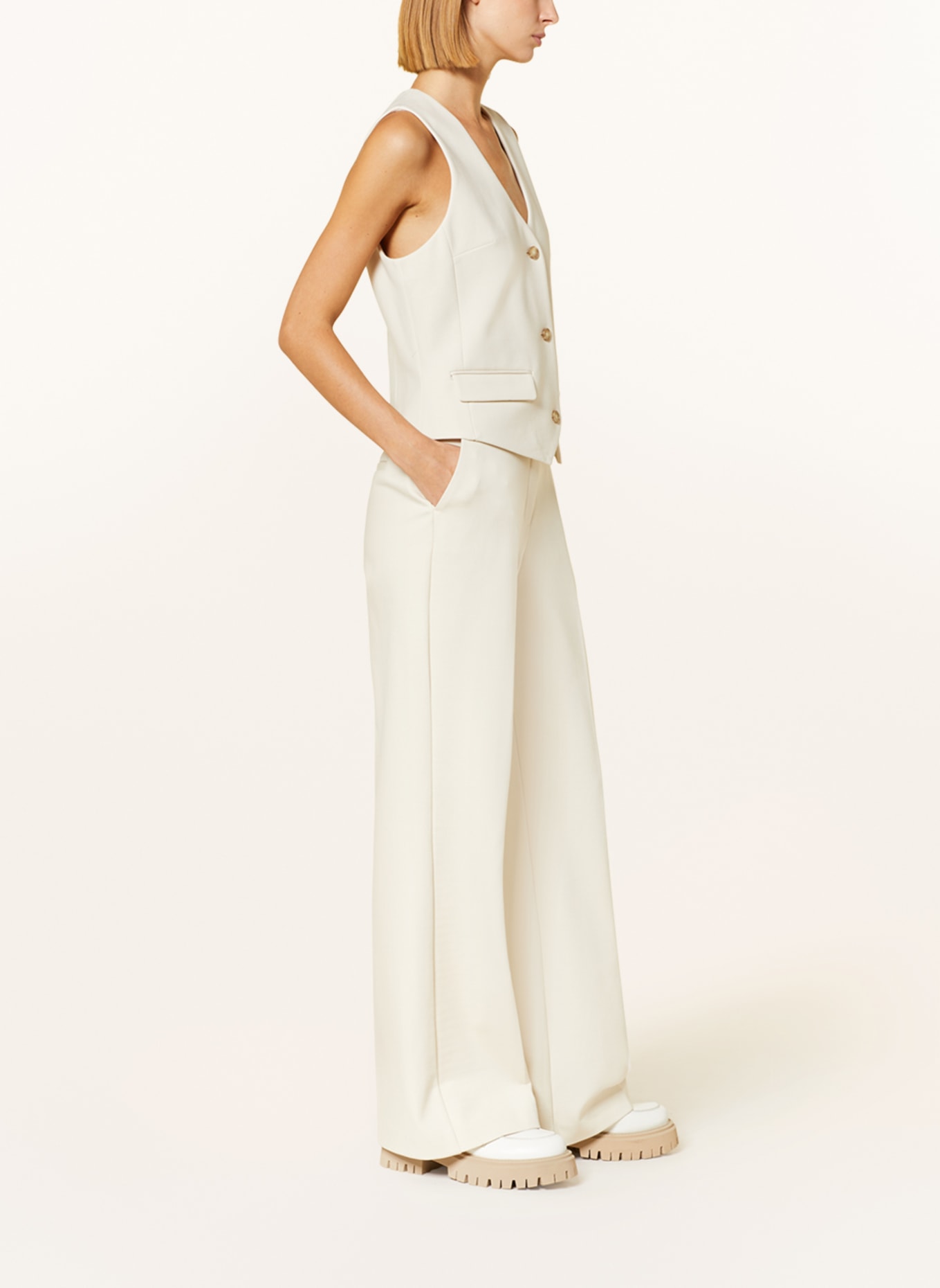 BEAUMONT Wide leg trousers HOPE in jersey, Color: CREAM (Image 4)